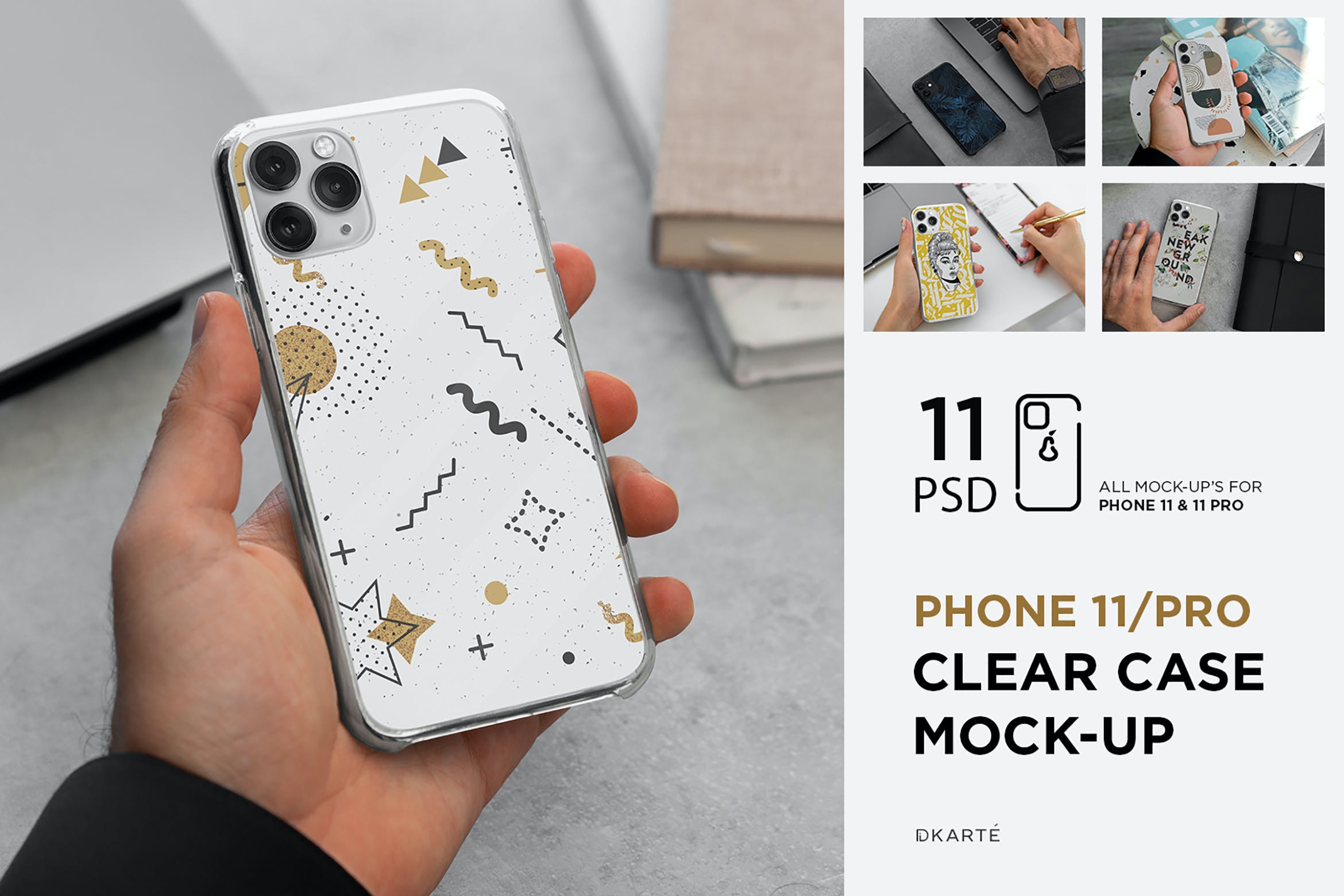 11款Phone 11/Pro智能手机壳外观设计展示样机模板 Phone 11/Pro Clear Case Mockup_img_2