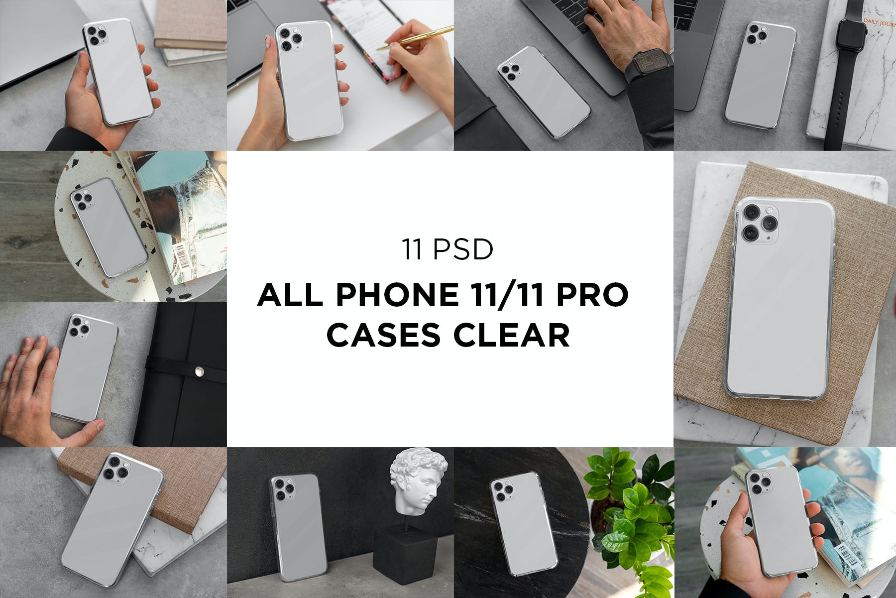11款Phone 11/Pro智能手机壳外观设计展示样机模板 Phone 11/Pro Clear Case Mockup_img_2