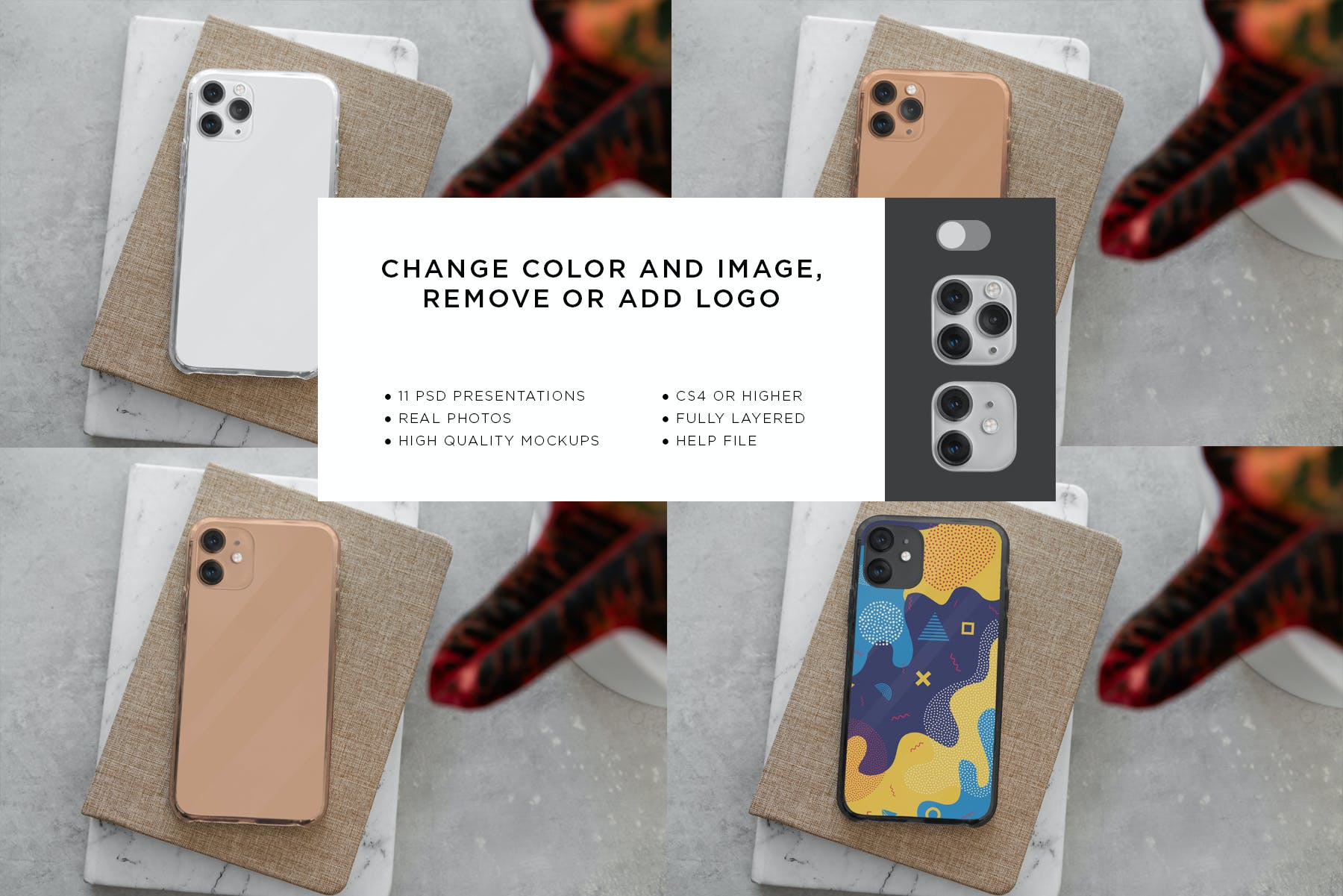 11款Phone 11/Pro智能手机壳外观设计展示样机模板 Phone 11/Pro Clear Case Mockup_img_2