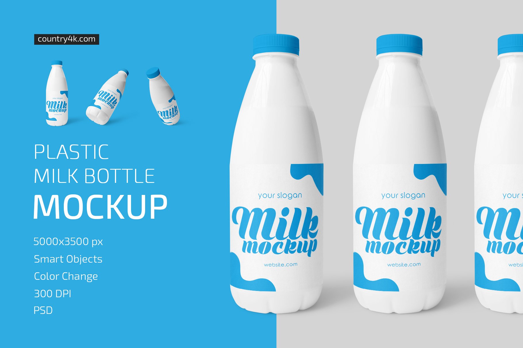 牛奶塑料瓶设计展示样机模板 Plastic Milk Bottle Mockup_img_2