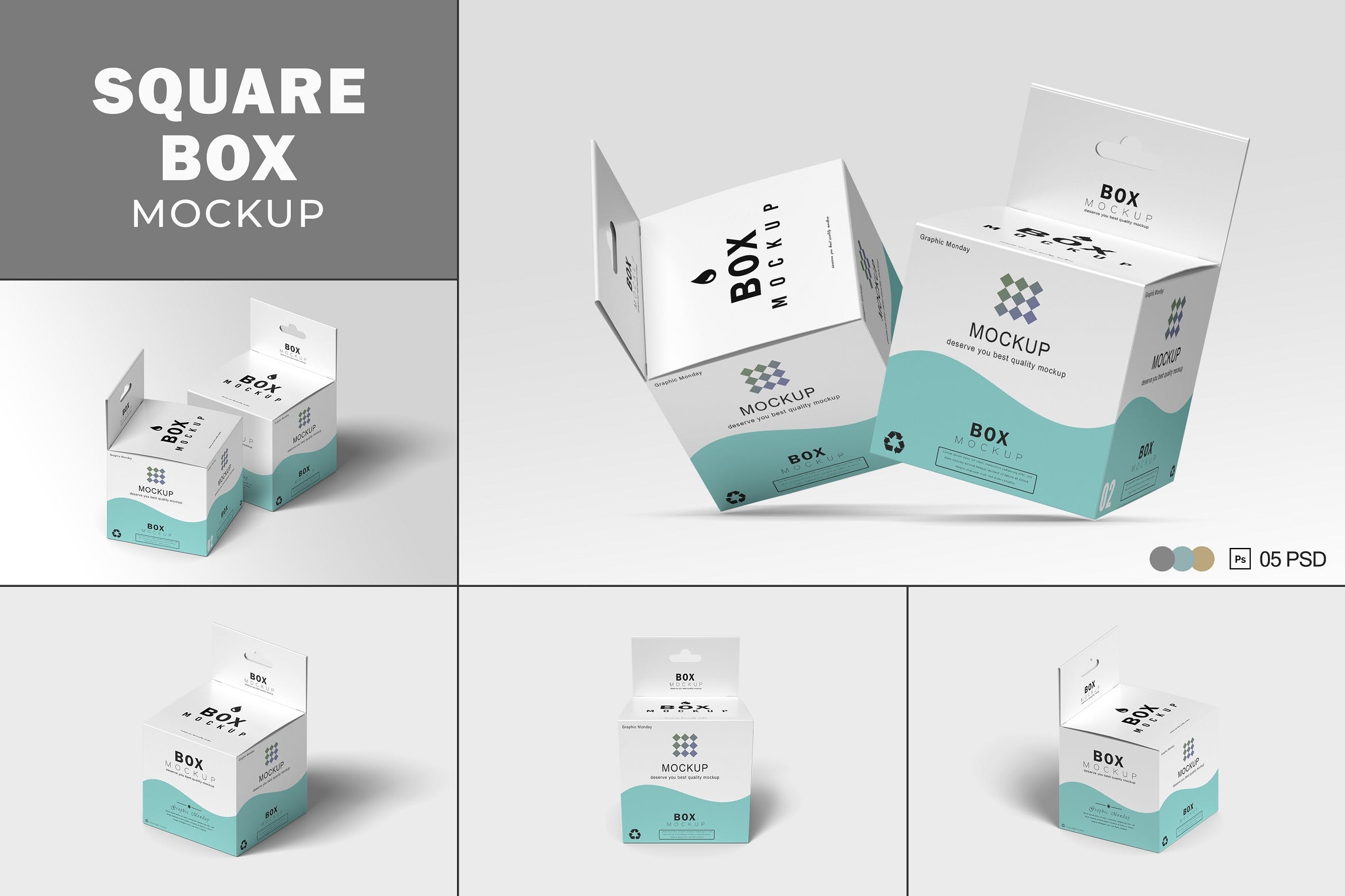 方形产品包装纸盒设计展示样机模板 Square Box Mockup Packaging_img_2