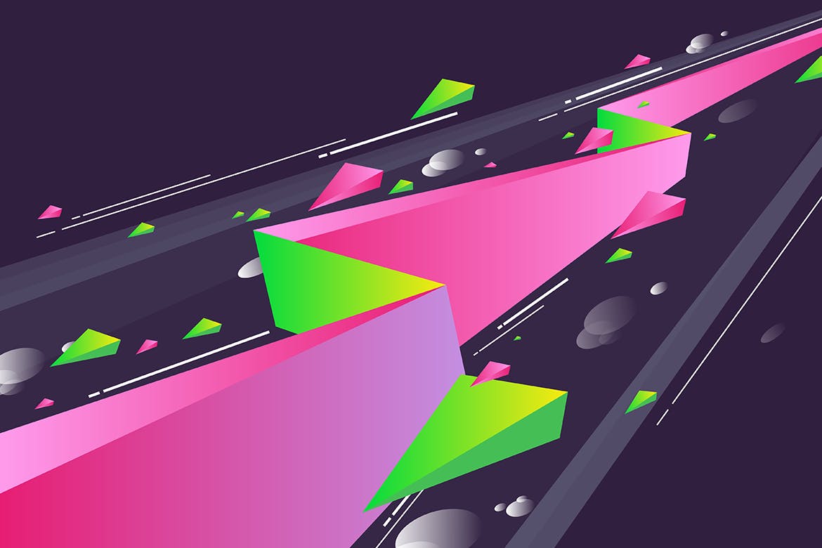 多彩抽象几何闪电矢量背景素材 Geometric Lightning Backgrounds_img_2