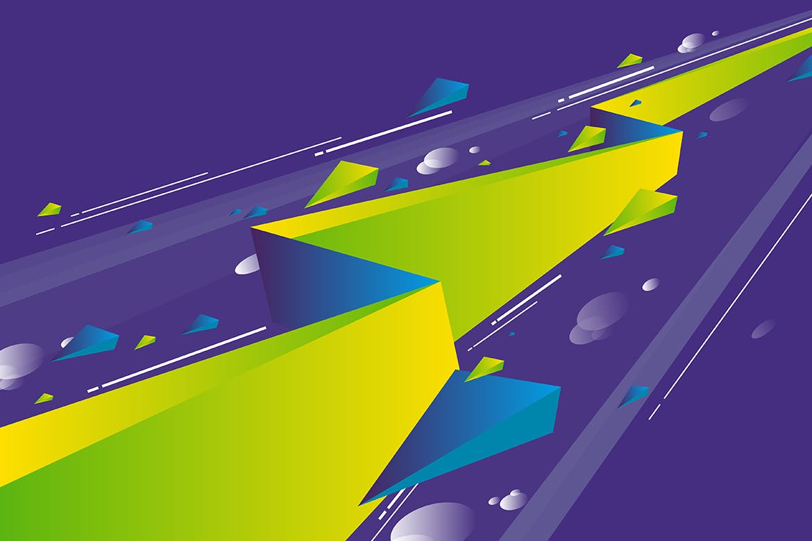 多彩抽象几何闪电矢量背景素材 Geometric Lightning Backgrounds_img_2