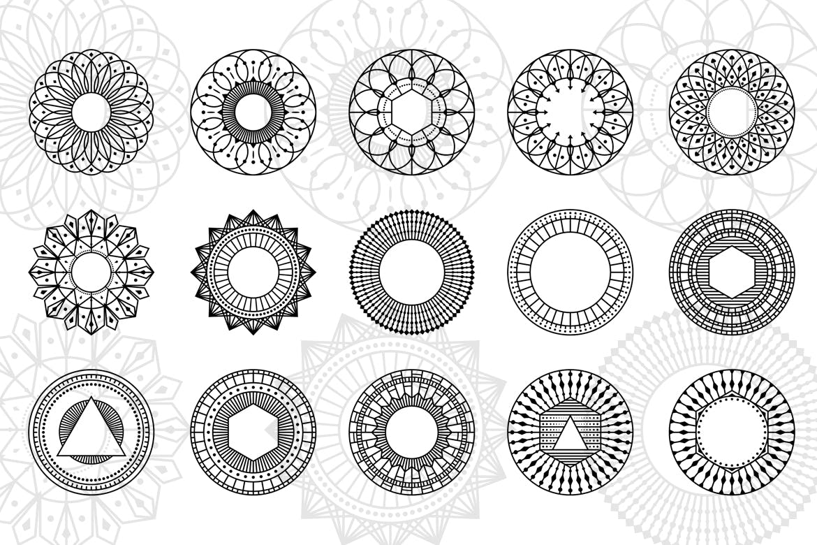 100款抽象几何线稿矢量背景图案素材 100 Geometric Vector Shapes CSH_img_2