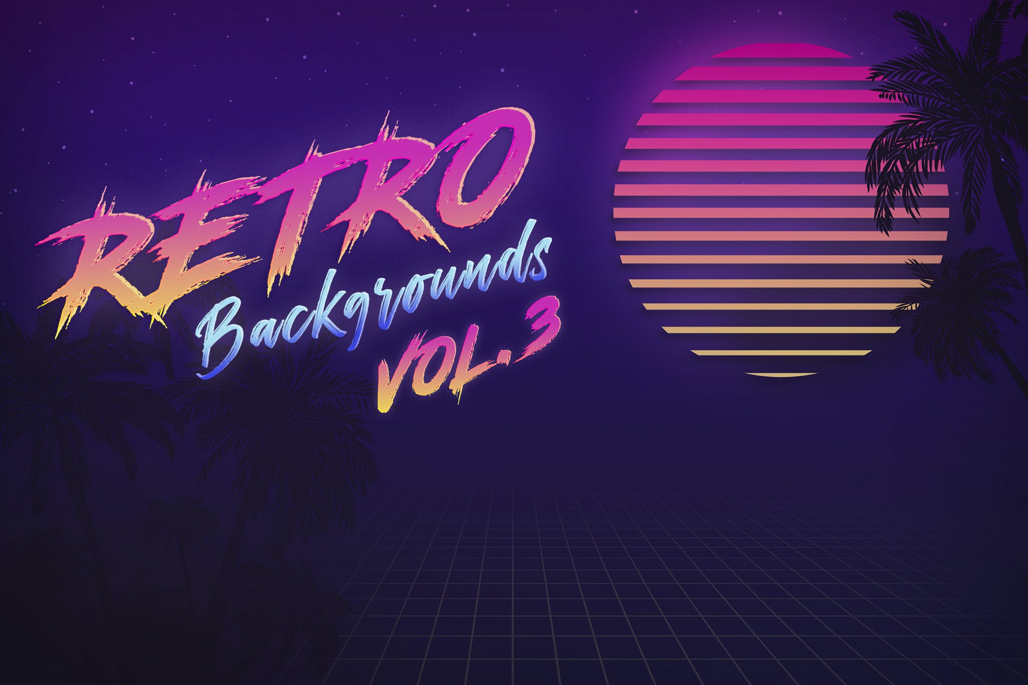 80年代复古霓虹灯激光效果背景素材 80S Retro Backgrounds Vol.3_img_2