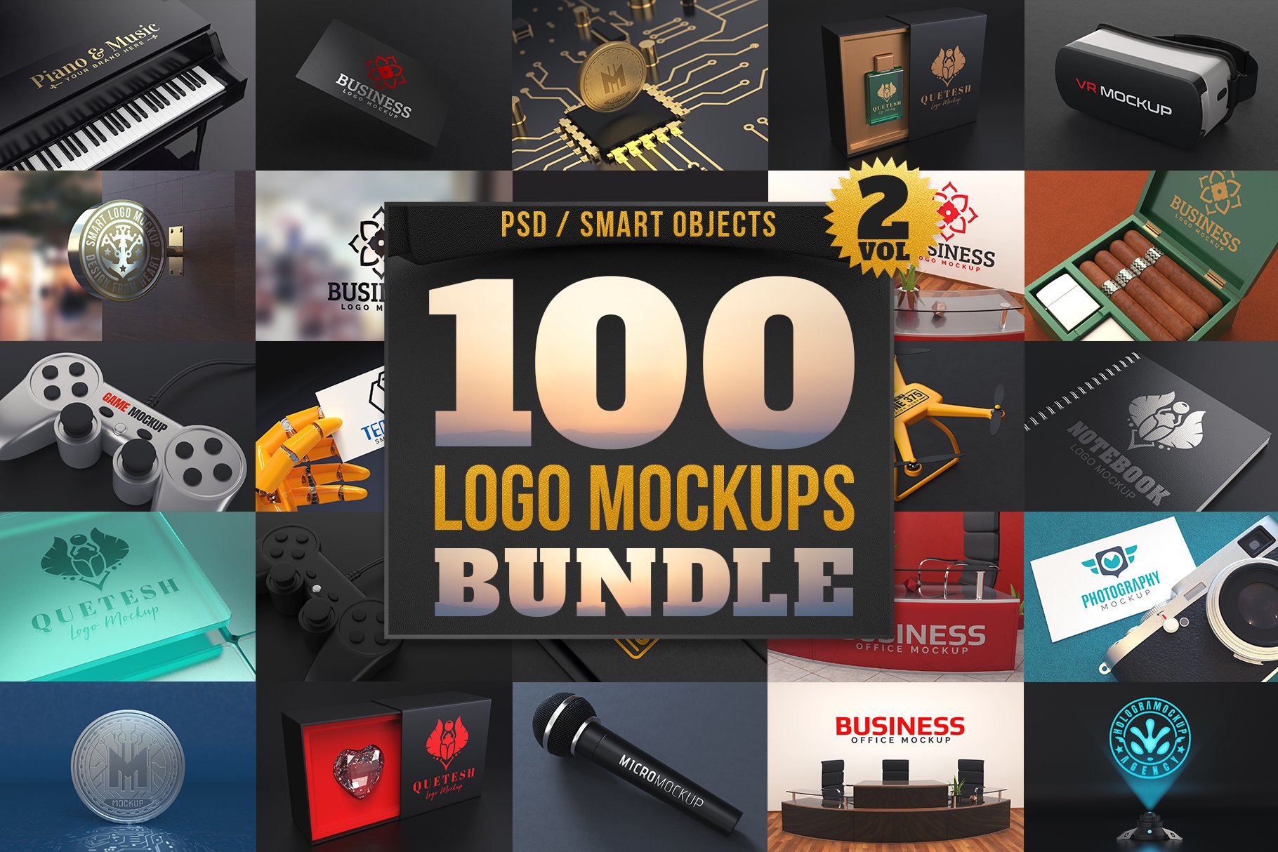 100款品牌LOGO标志徽标设计展示样机模板合集 100 Logo Mockups Bundle Vol.2_img_2