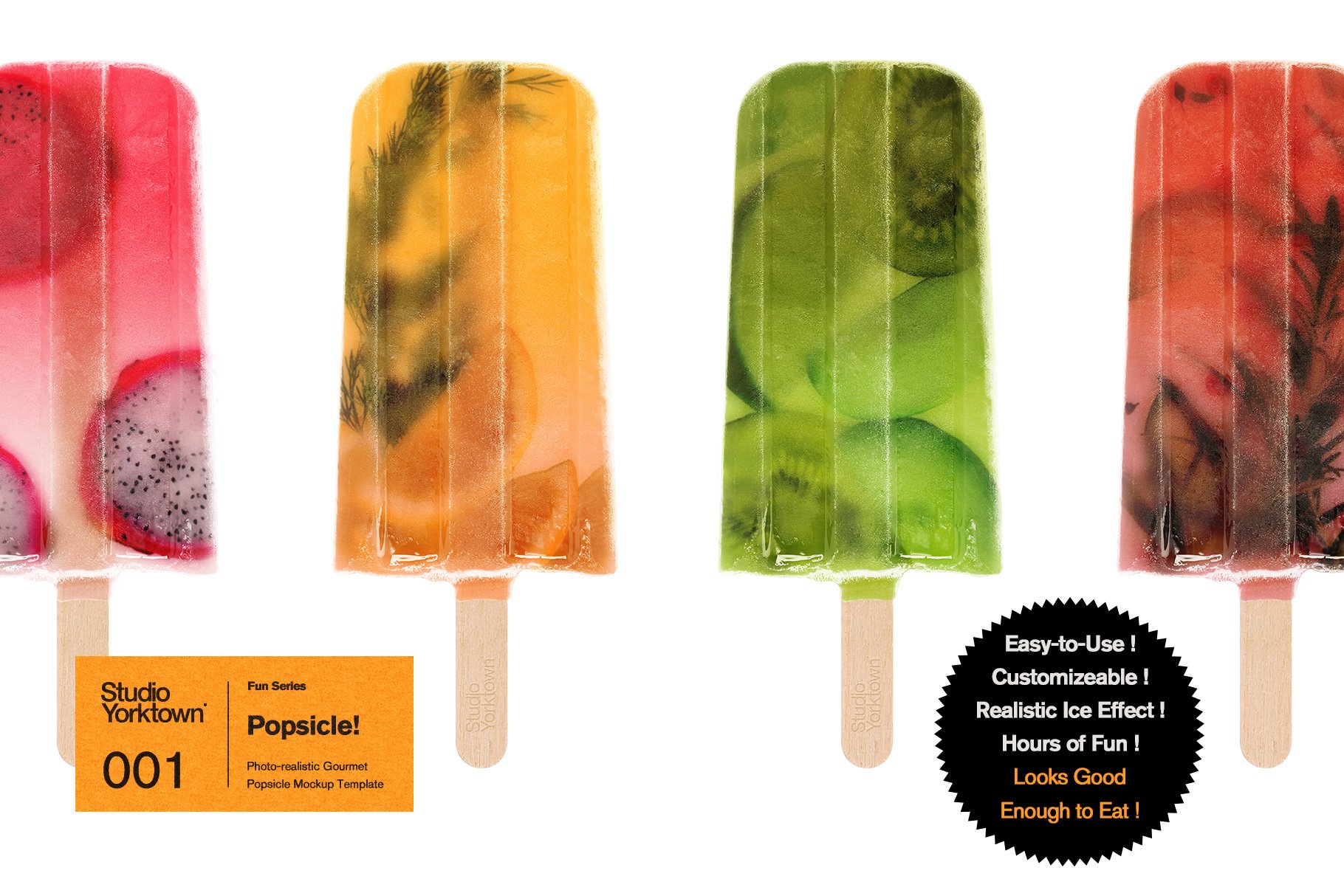 水果夹心冰棍雪糕品牌设计展示PSD样机模板 Popsicle! Ice Pop Mockup Template_img_2