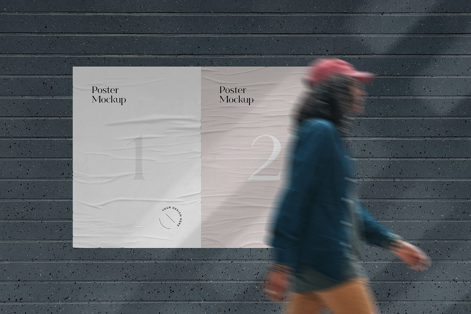 街头户外墙贴褶皱海报设计展示样机合集 Glued Poster Mockups Bundle_img_2