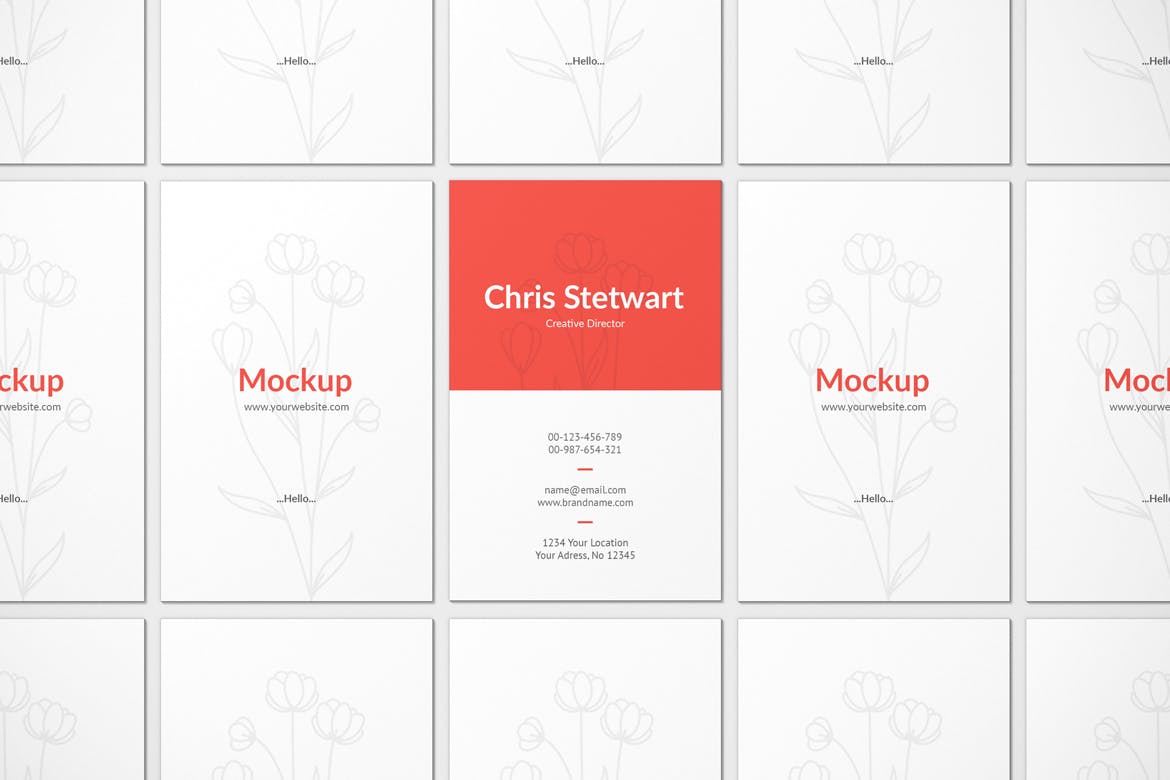 竖版商务个人名片卡片设计展示样机 Portrait Business Card Mockup_img_2