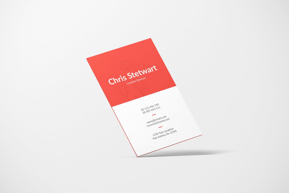 竖版商务个人名片卡片设计展示样机 Portrait Business Card Mockup_img_2