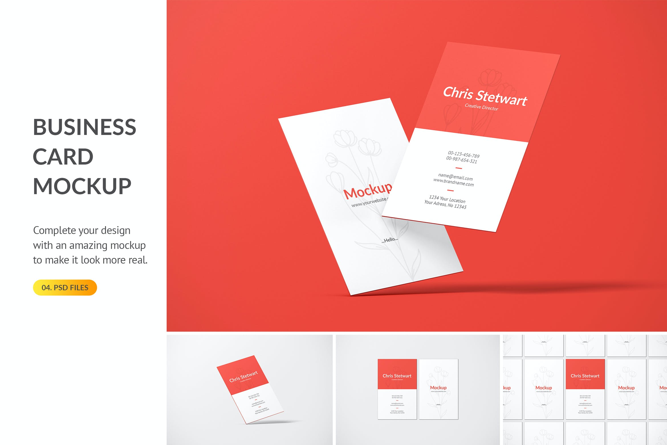 竖版商务个人名片卡片设计展示样机 Portrait Business Card Mockup_img_2