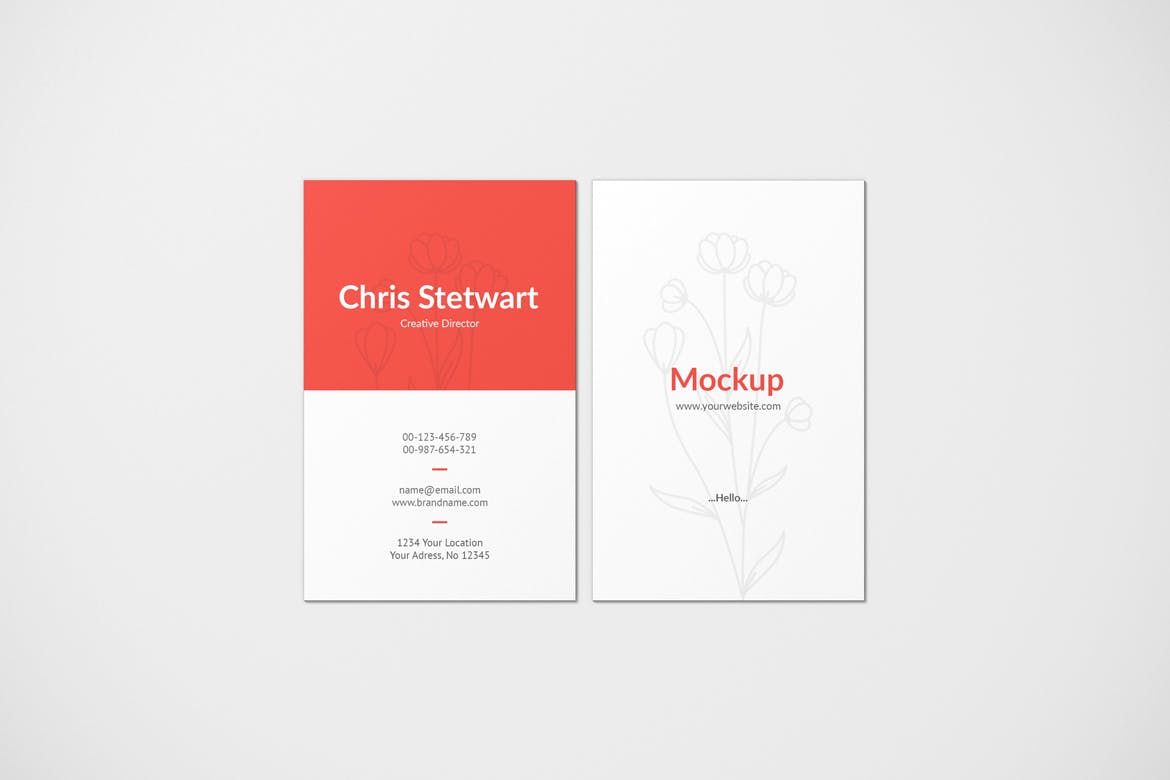 竖版商务个人名片卡片设计展示样机 Portrait Business Card Mockup_img_2