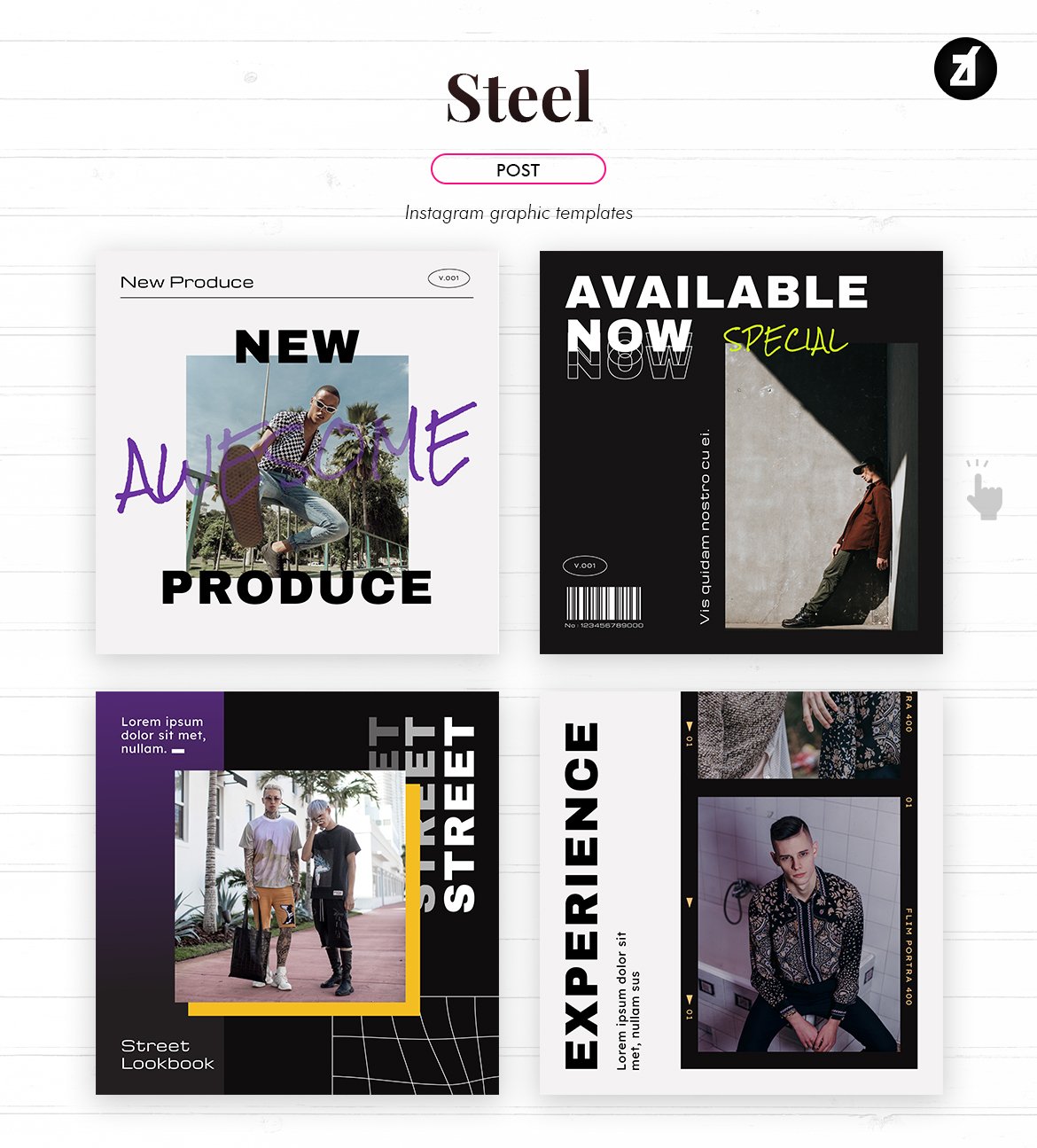 潮流撕纸效果新媒体推广海报设计模板 Steel Social Media Graphic Templates_img_2
