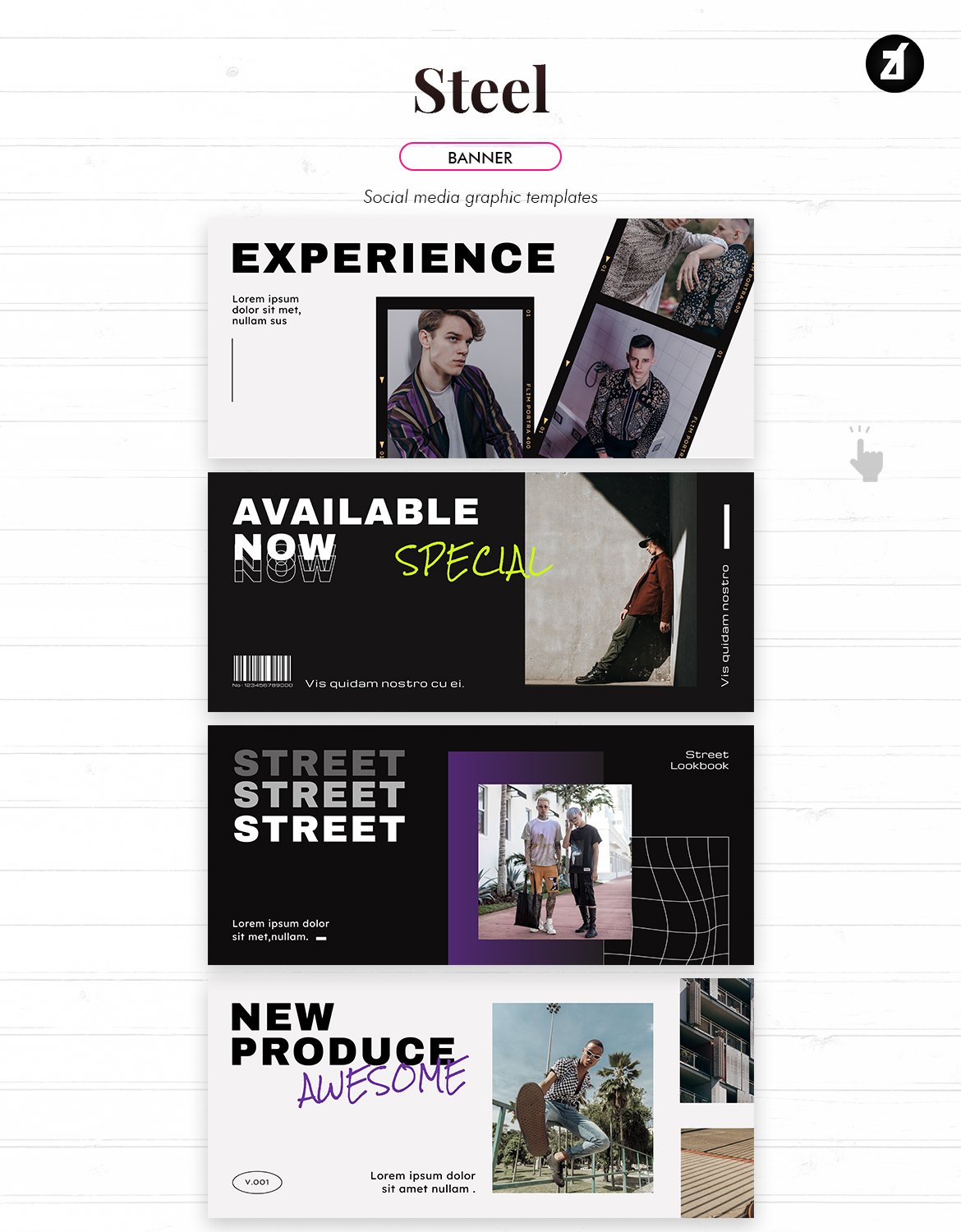 潮流撕纸效果新媒体推广海报设计模板 Steel Social Media Graphic Templates_img_2