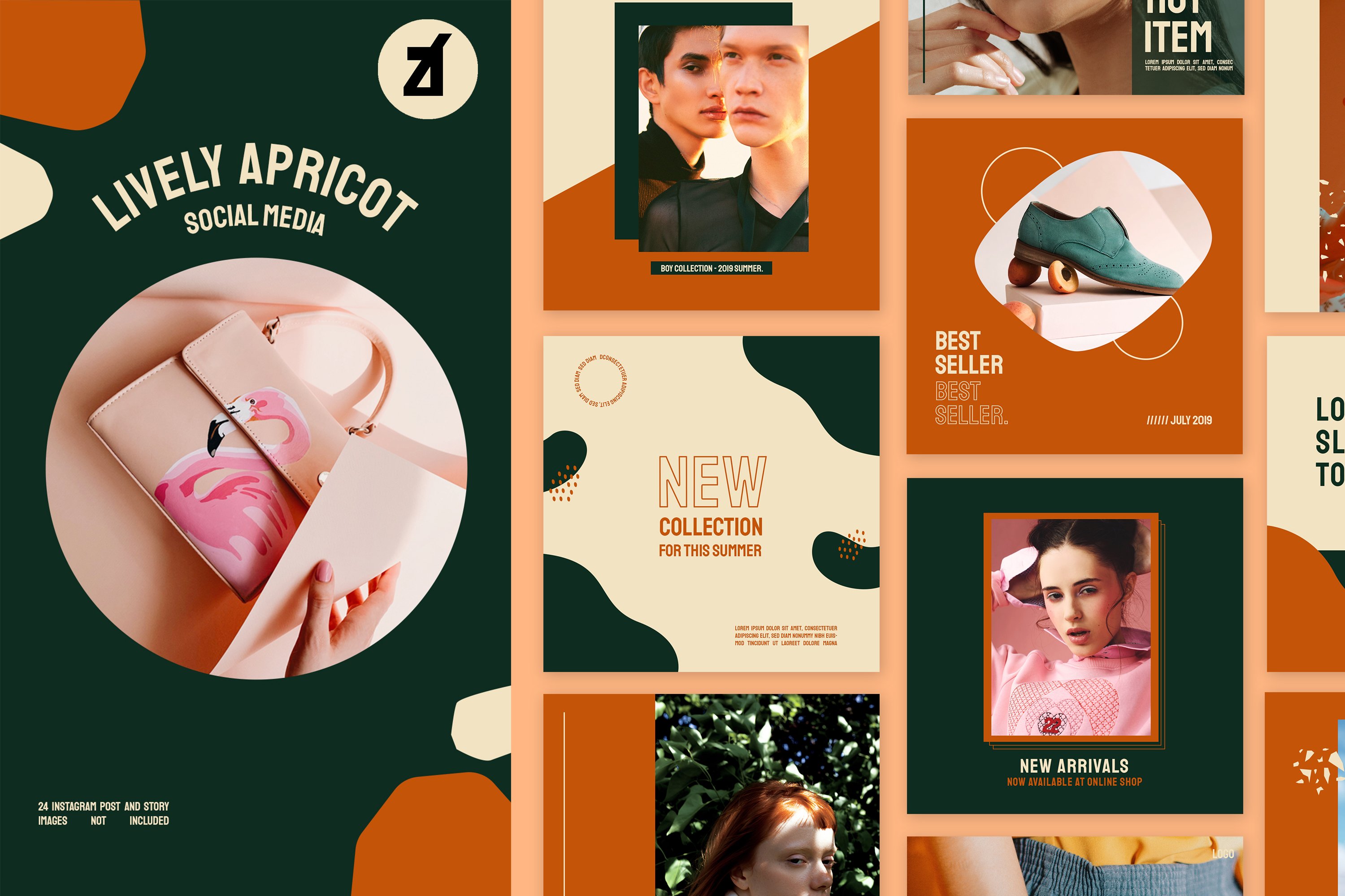 杏黄色品牌推广社交新媒体海报设计模板 Lively Apricot Social Media Graphic Templates_img_2