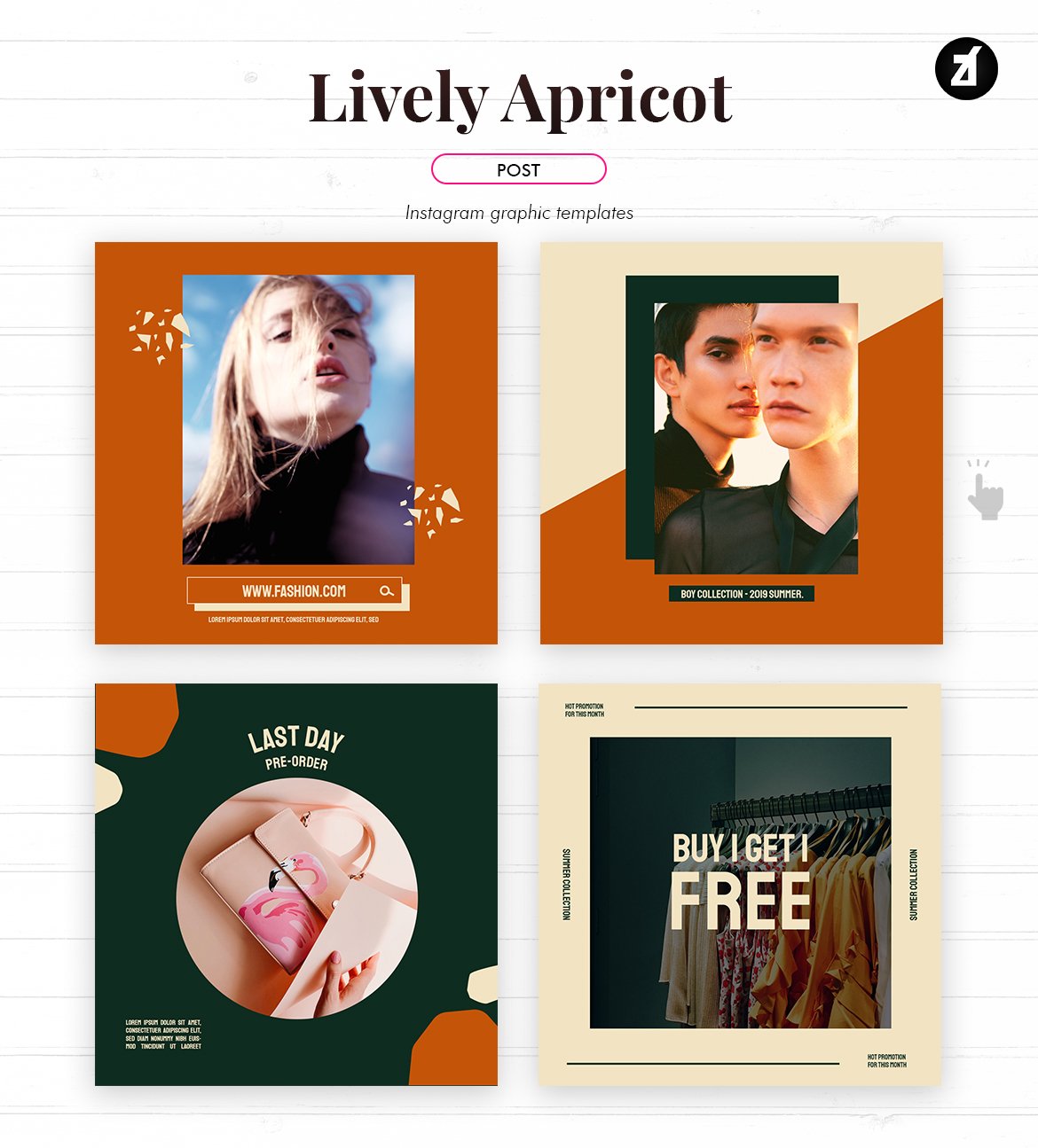 杏黄色品牌推广社交新媒体海报设计模板 Lively Apricot Social Media Graphic Templates_img_2