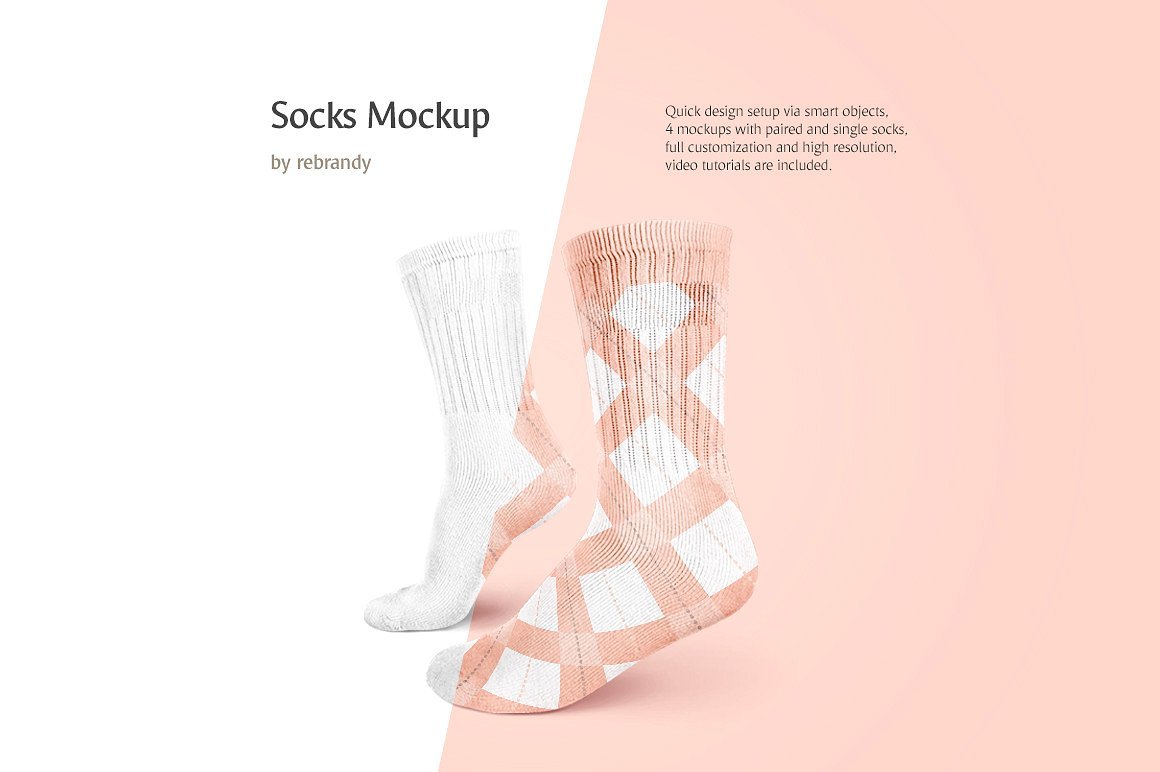 长筒袜子印花设计展示样机模板 Socks Mockup_img_2