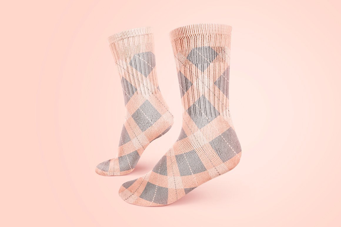 长筒袜子印花设计展示样机模板 Socks Mockup_img_2