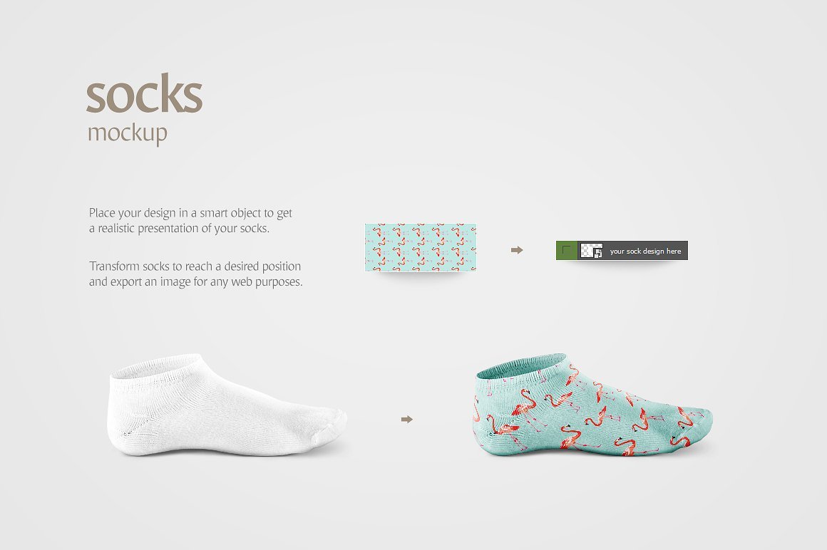 长筒袜子印花设计展示样机模板 Socks Mockup_img_2