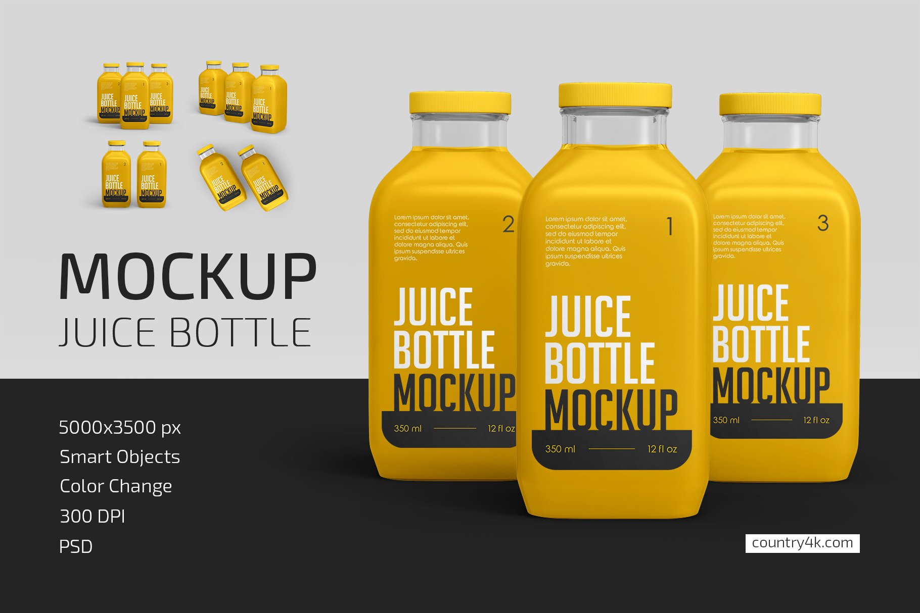 4款果汁玻璃瓶设计展示样机模板合集 Juice Bottle Mockup Set_img_2