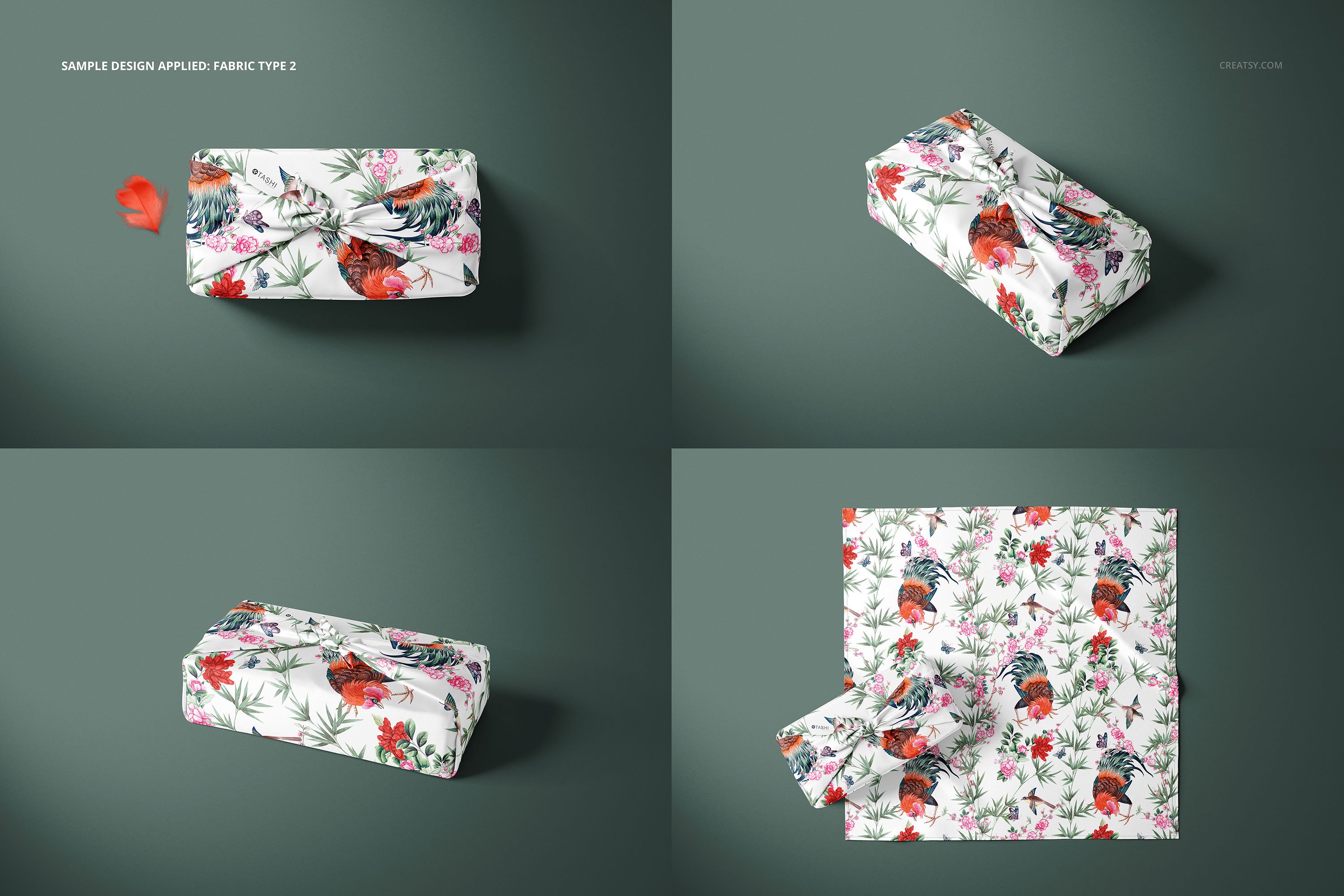 包裹纺织面料布料印花设计展示样机合集 Furoshiki Fabric Wrap Mockup Set_img_2