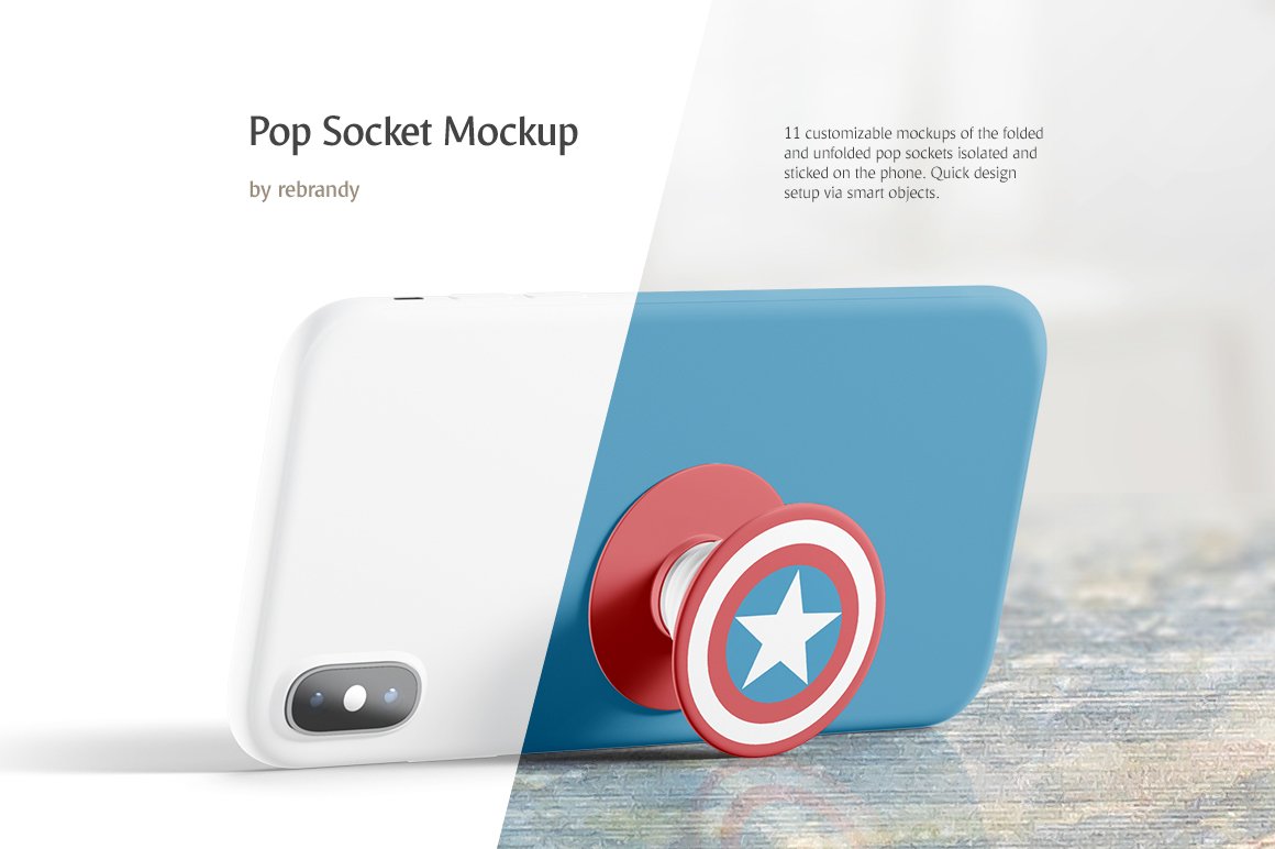 圆形手机吸盘印花设计样机模板 Pop Socket Mockup_img_2
