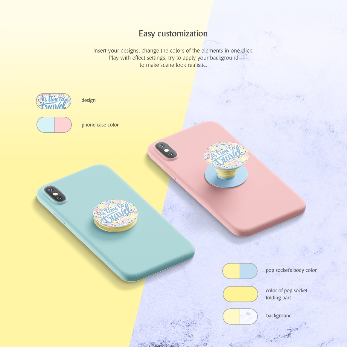 圆形手机吸盘印花设计样机模板 Pop Socket Mockup_img_2