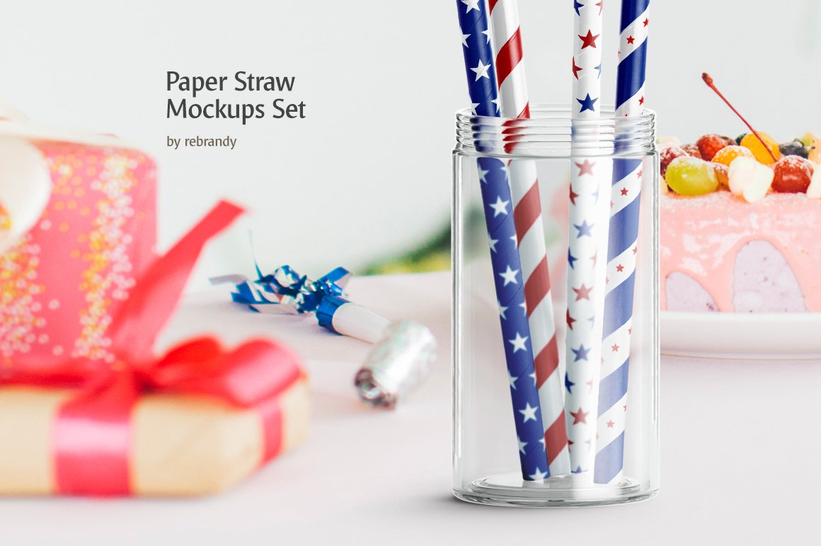 一次性吸管印花设计展示样机集 Paper Straw Mockups Set_img_2