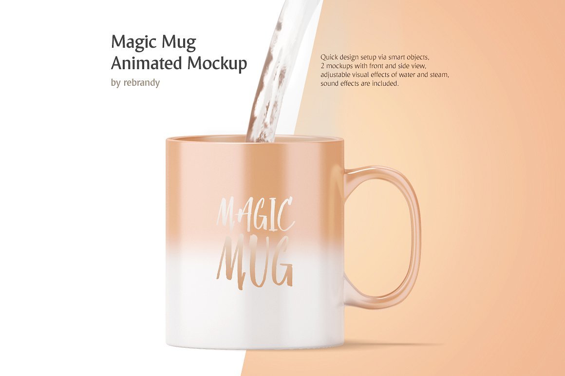 马克杯印花设计动态展示样机 Magic Mug Animated Mockup_img_2