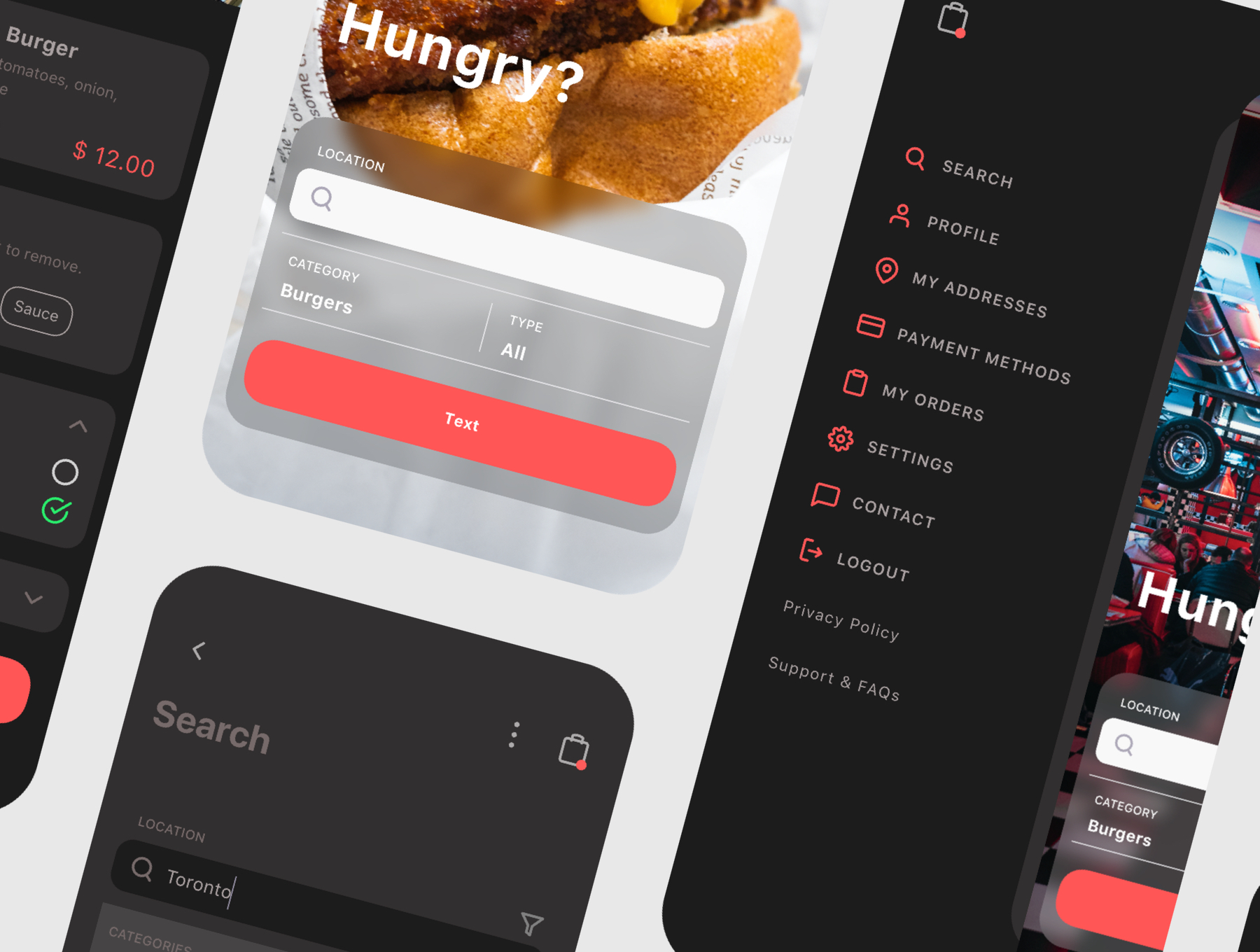 食品外卖配送服务移动应用APP界面设计UI套件 Spes Dark Food Delivery App UI Kit_img_2