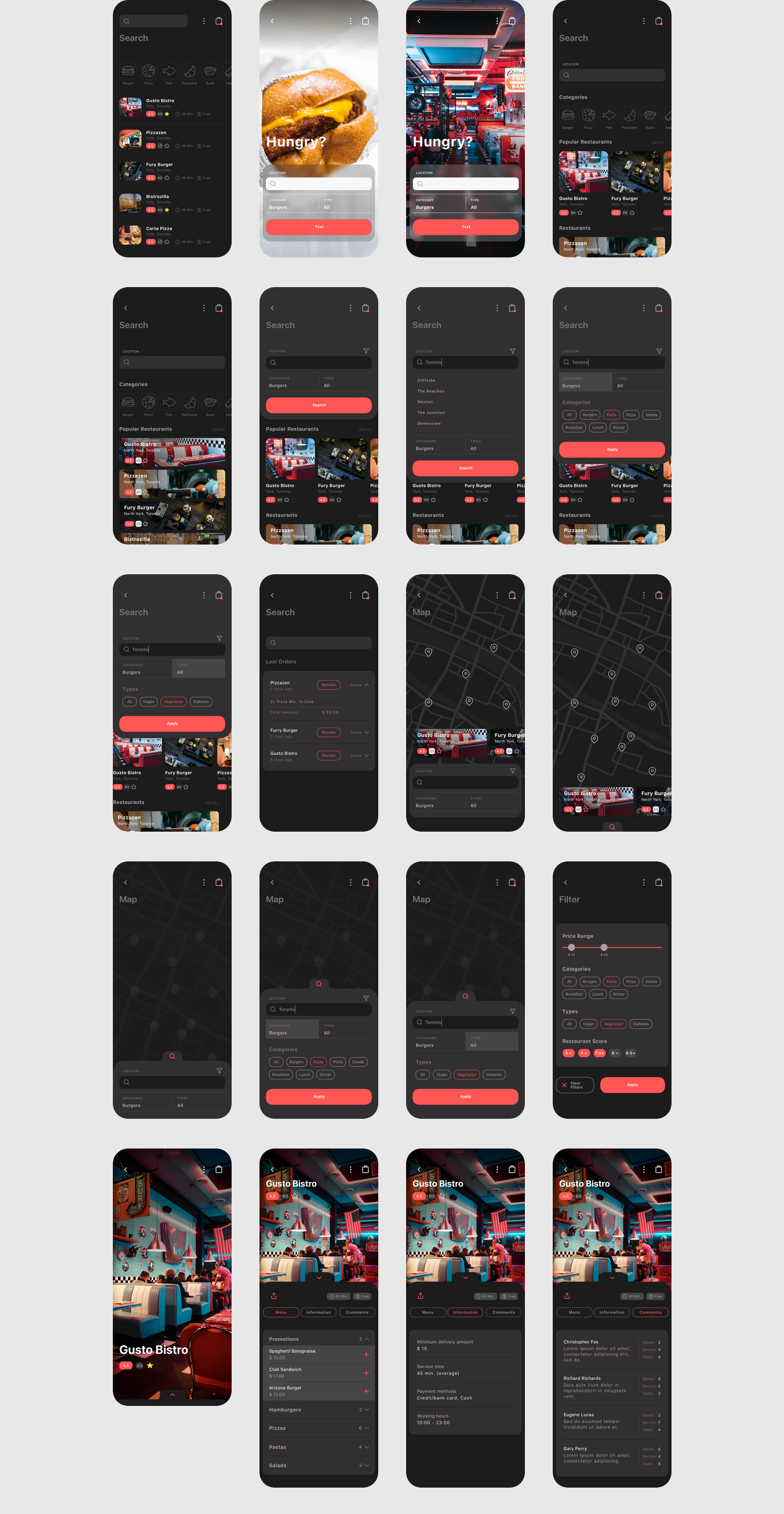 食品外卖配送服务移动应用APP界面设计UI套件 Spes Dark Food Delivery App UI Kit_img_2