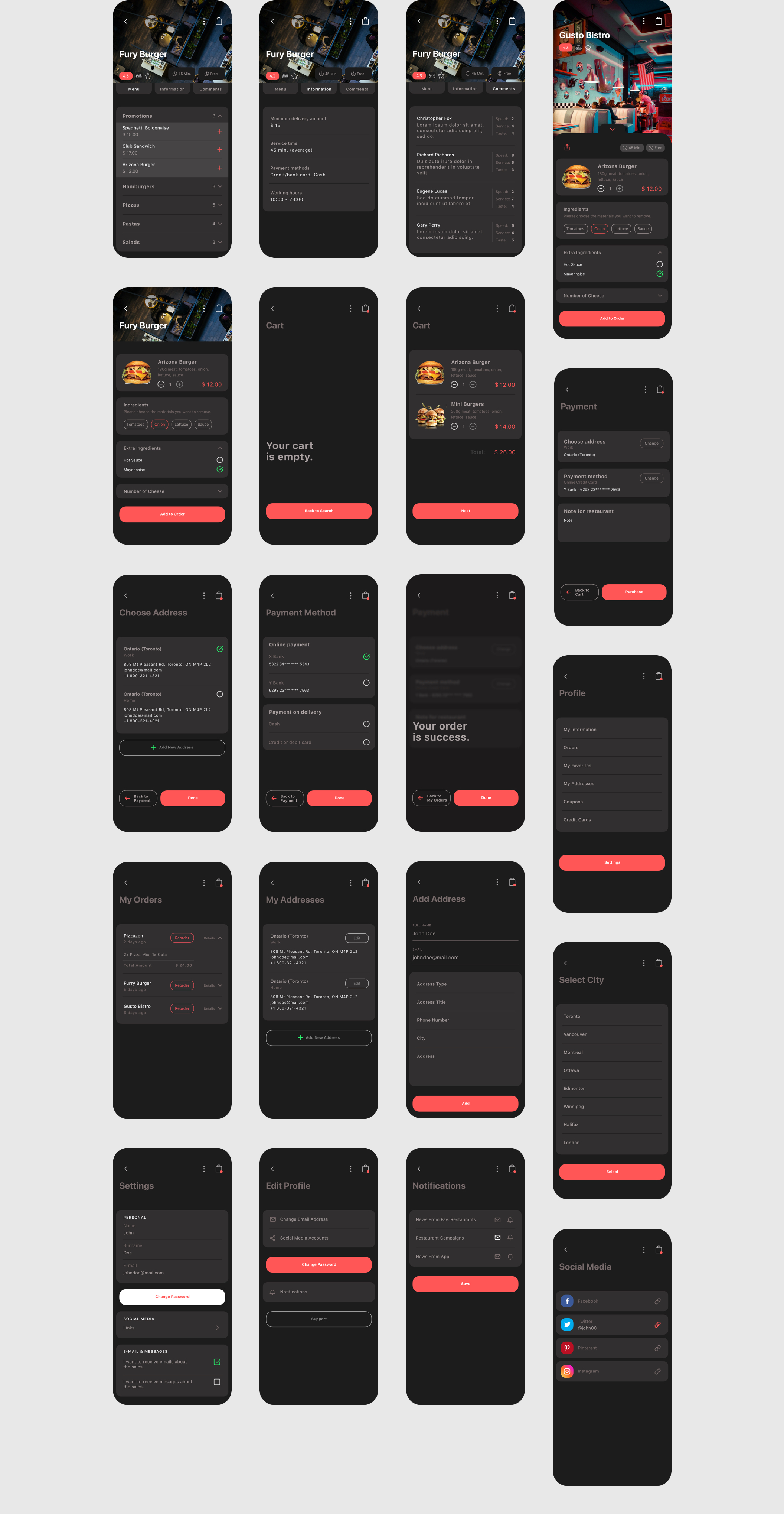 食品外卖配送服务移动应用APP界面设计UI套件 Spes Dark Food Delivery App UI Kit_img_2