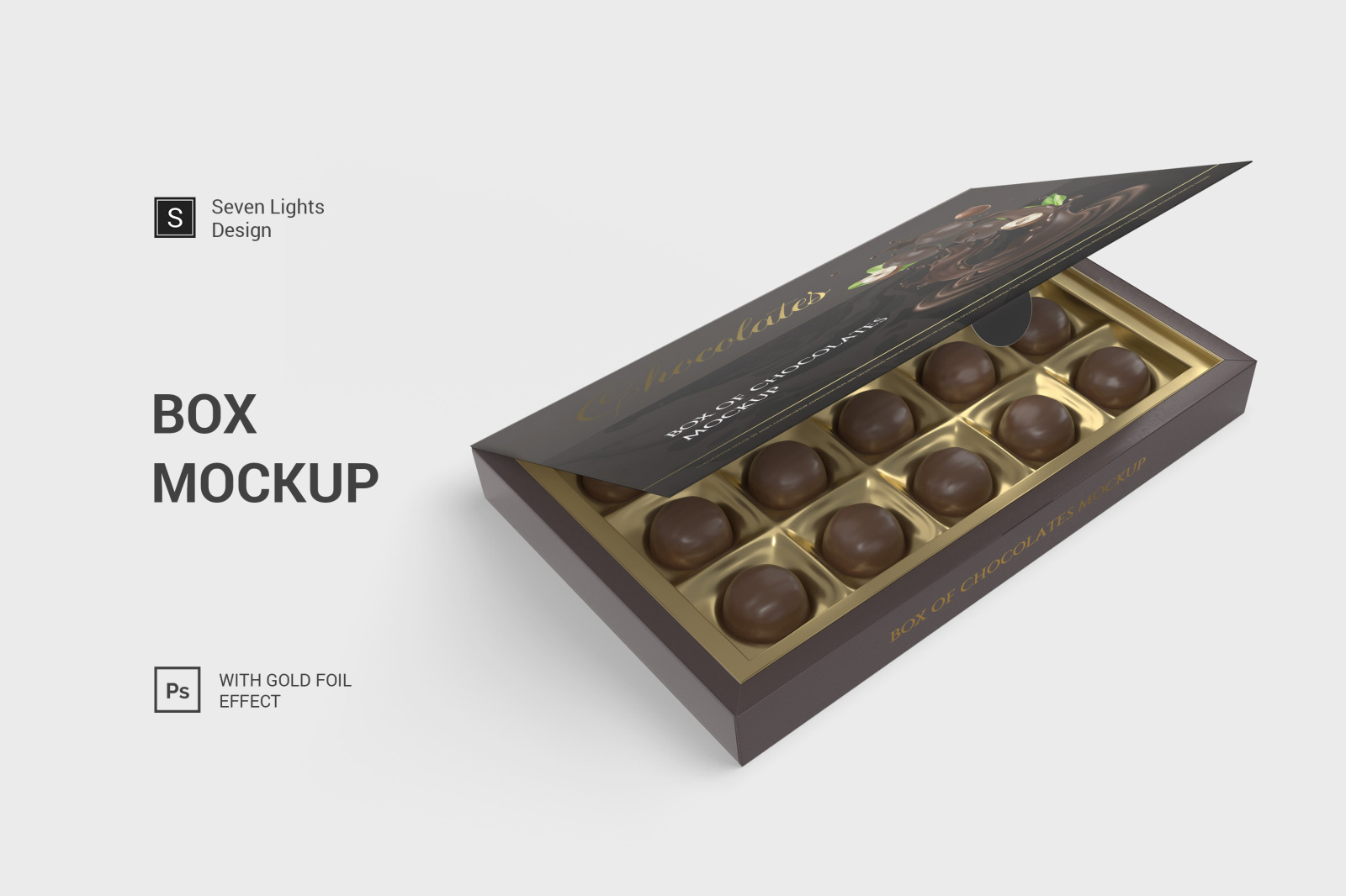 7款金箔效果巧克力包装纸盒设计展示样机 Box Of Chocolates Mockup_img_2