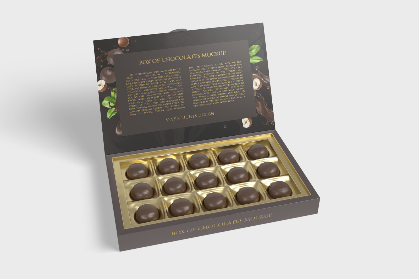 7款金箔效果巧克力包装纸盒设计展示样机 Box Of Chocolates Mockup_img_2