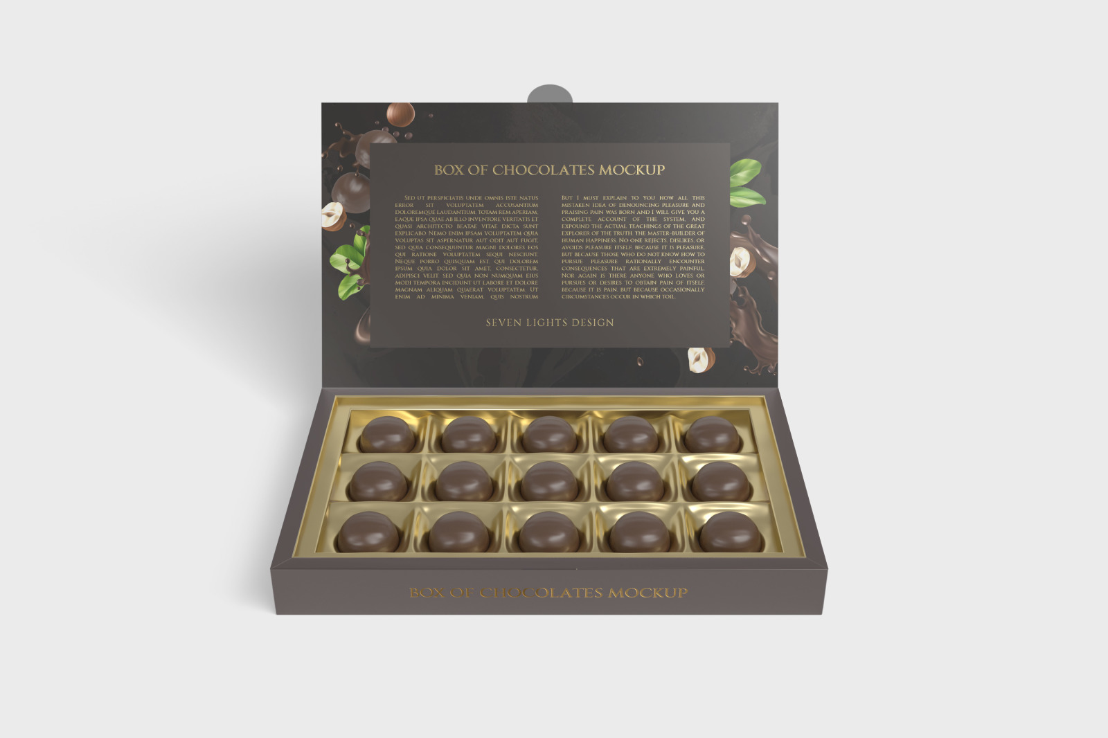 7款金箔效果巧克力包装纸盒设计展示样机 Box Of Chocolates Mockup_img_2