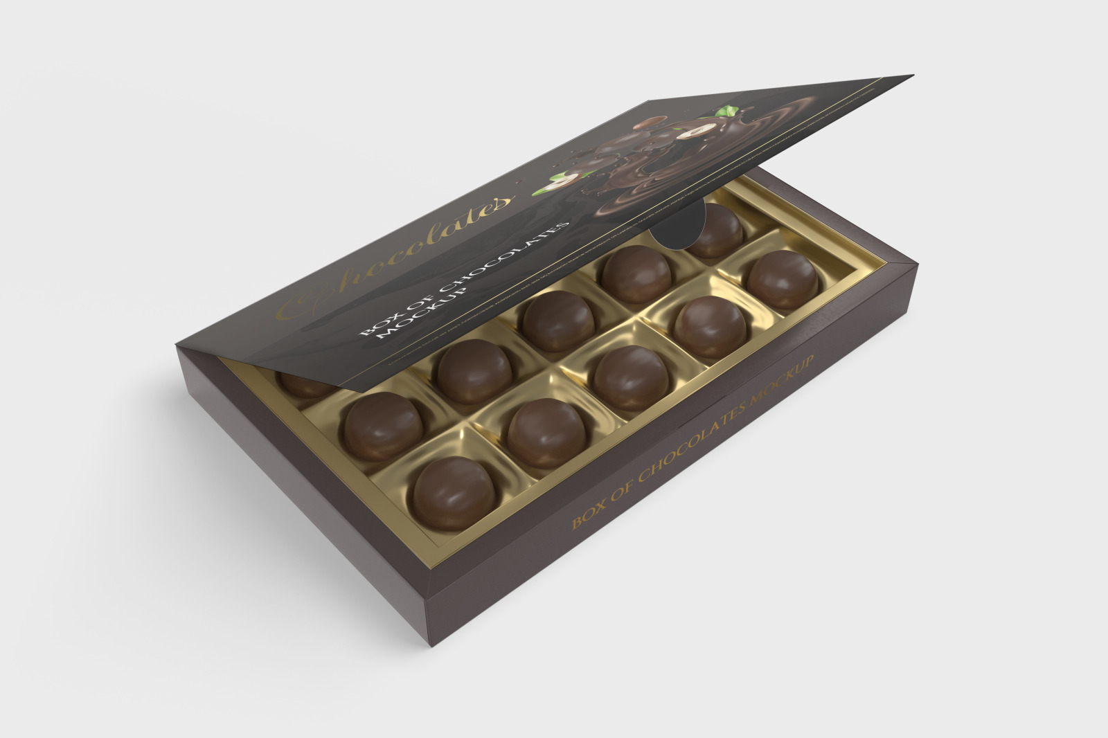 7款金箔效果巧克力包装纸盒设计展示样机 Box Of Chocolates Mockup_img_2