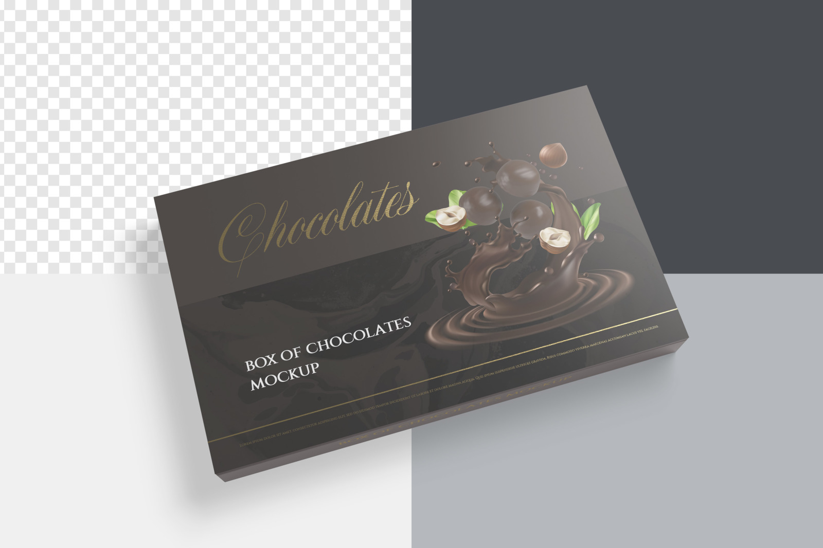 7款金箔效果巧克力包装纸盒设计展示样机 Box Of Chocolates Mockup_img_2