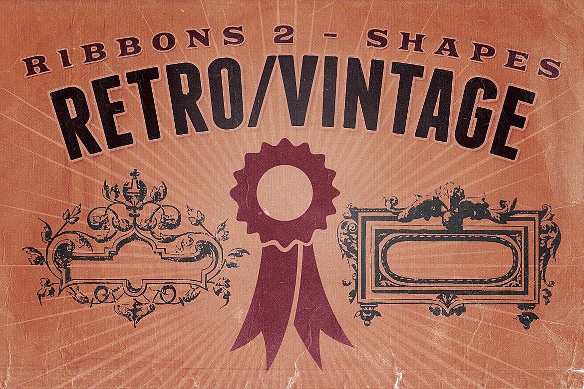 60款复古形状丝带矢量图案素材 Retro/Vintage shapes - Ribbons 2_img_2