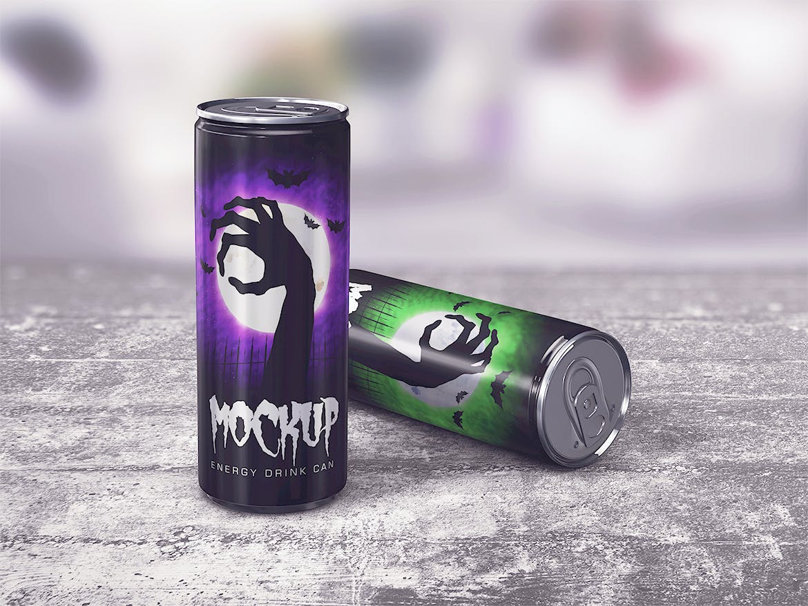 10款能量饮料啤酒易拉罐锡罐设计展示样机模板 Energy Drink Can Mockup Vol.2_img_2