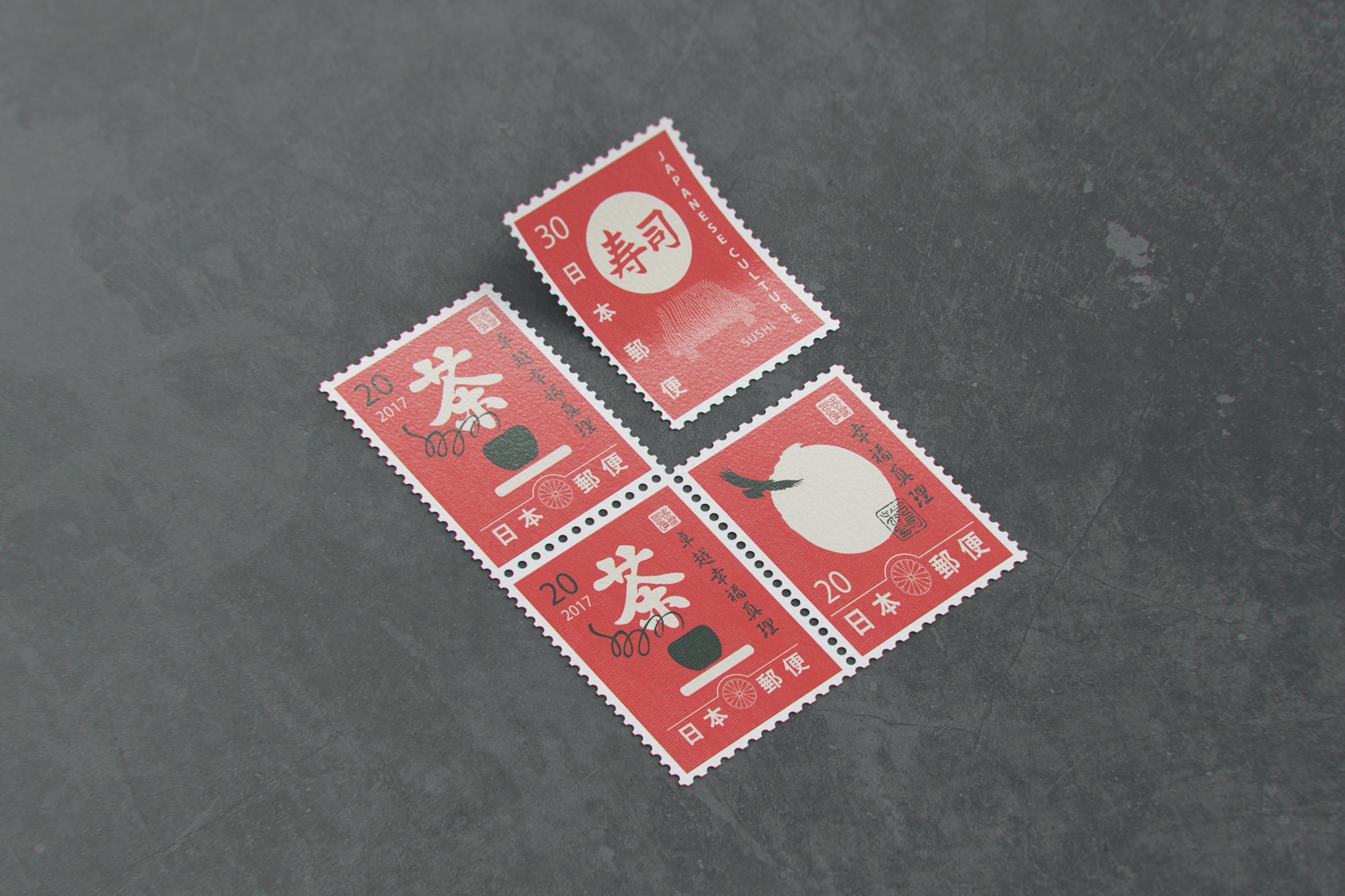 10款复古邮票设计智能贴图PSD样机模板 Postage Stamp MockUp v2_img_2