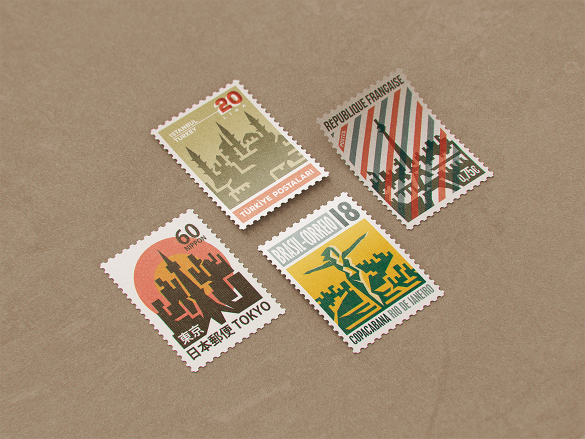 10款复古邮票设计智能贴图PSD样机模板 Postage Stamp MockUp v2_img_2