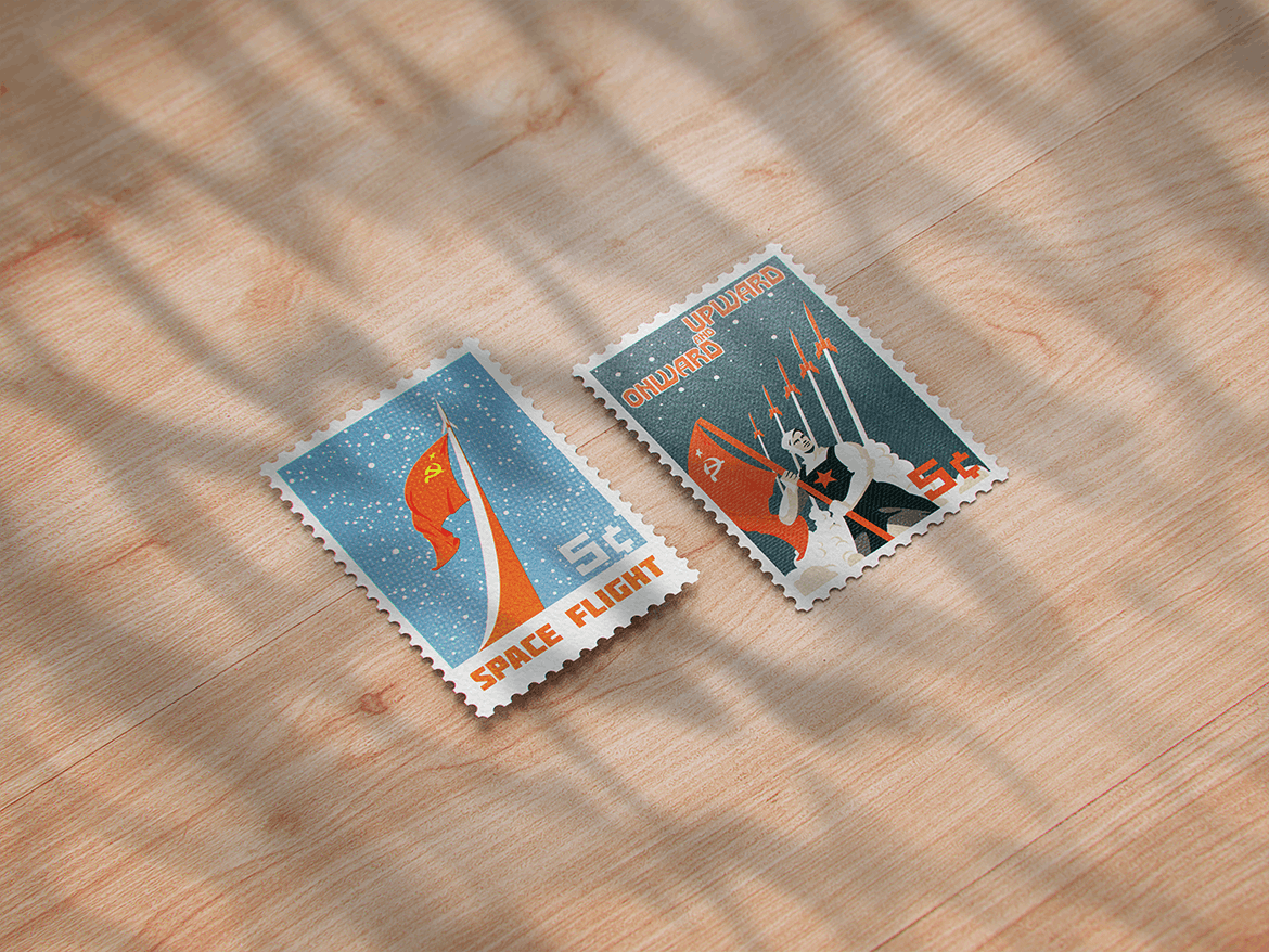 10款复古邮票设计智能贴图PSD样机模板 Postage Stamp MockUp v2_img_2