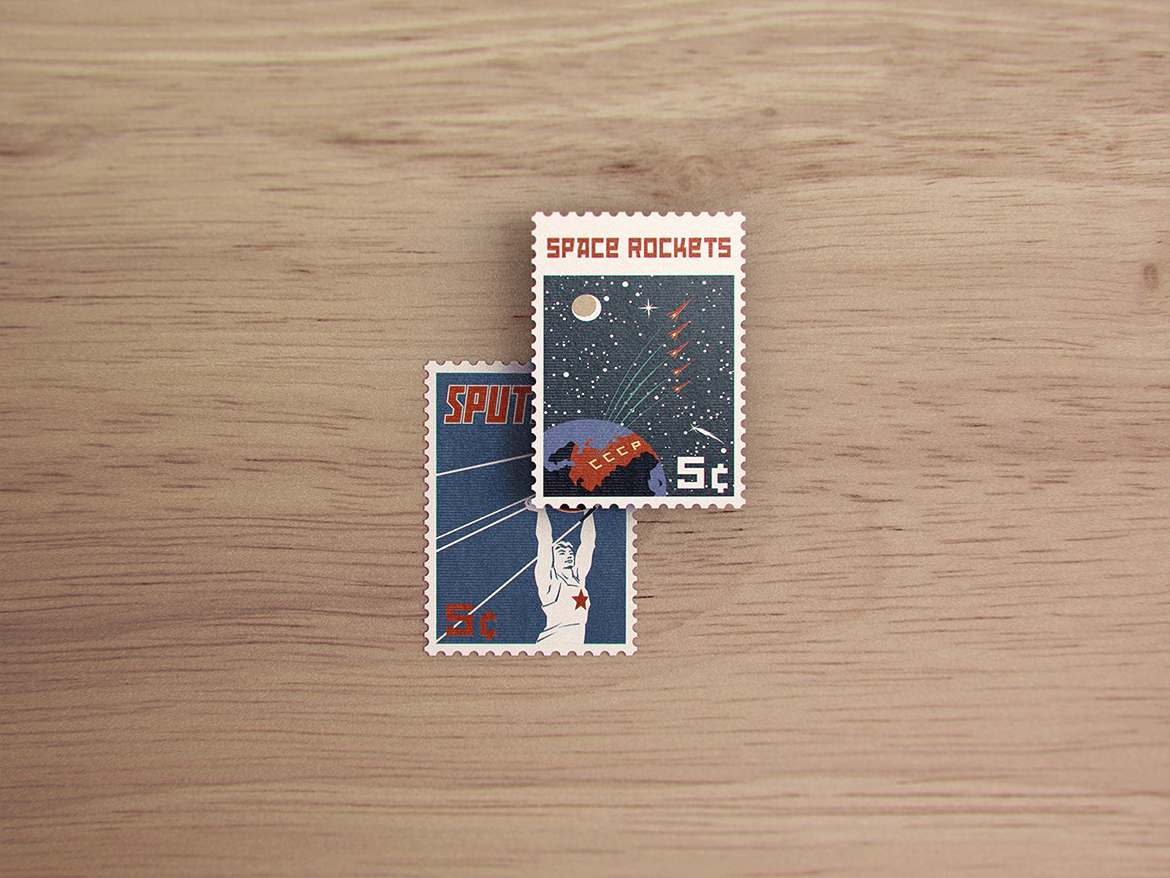 10款复古邮票设计智能贴图PSD样机模板 Postage Stamp MockUp v2_img_2