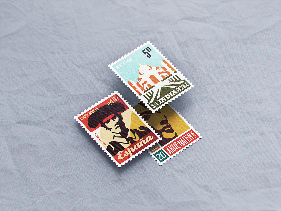 10款复古邮票设计智能贴图PSD样机模板 Postage Stamp MockUp v2_img_2