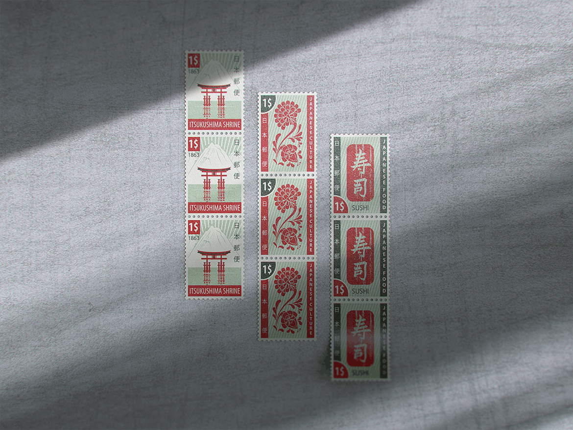 10款复古邮票设计智能贴图PSD样机模板 Postage Stamp MockUp v2_img_2