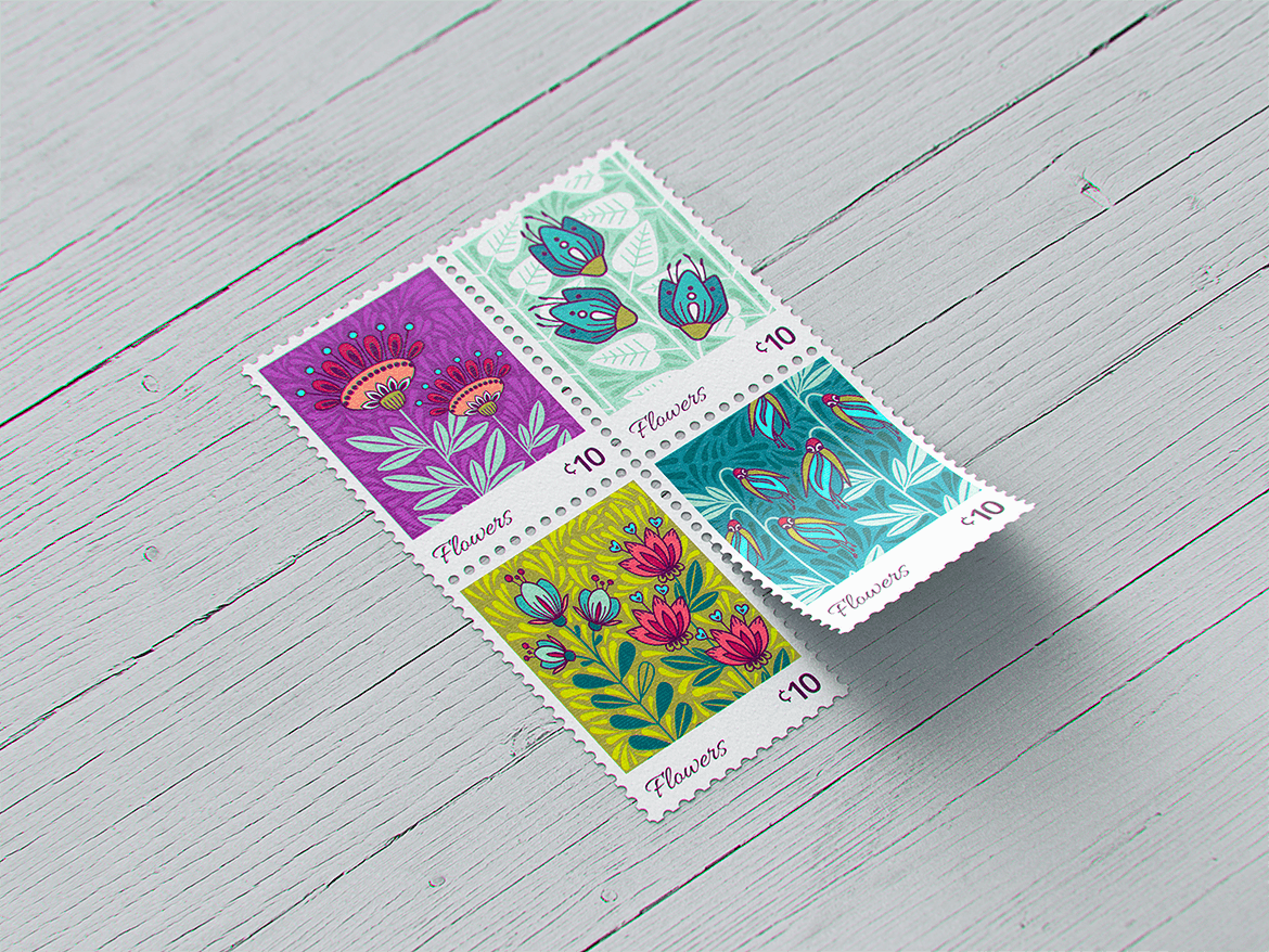 10款复古邮票文创设计展示样机模板 Postage Stamp MockUp v1_img_2