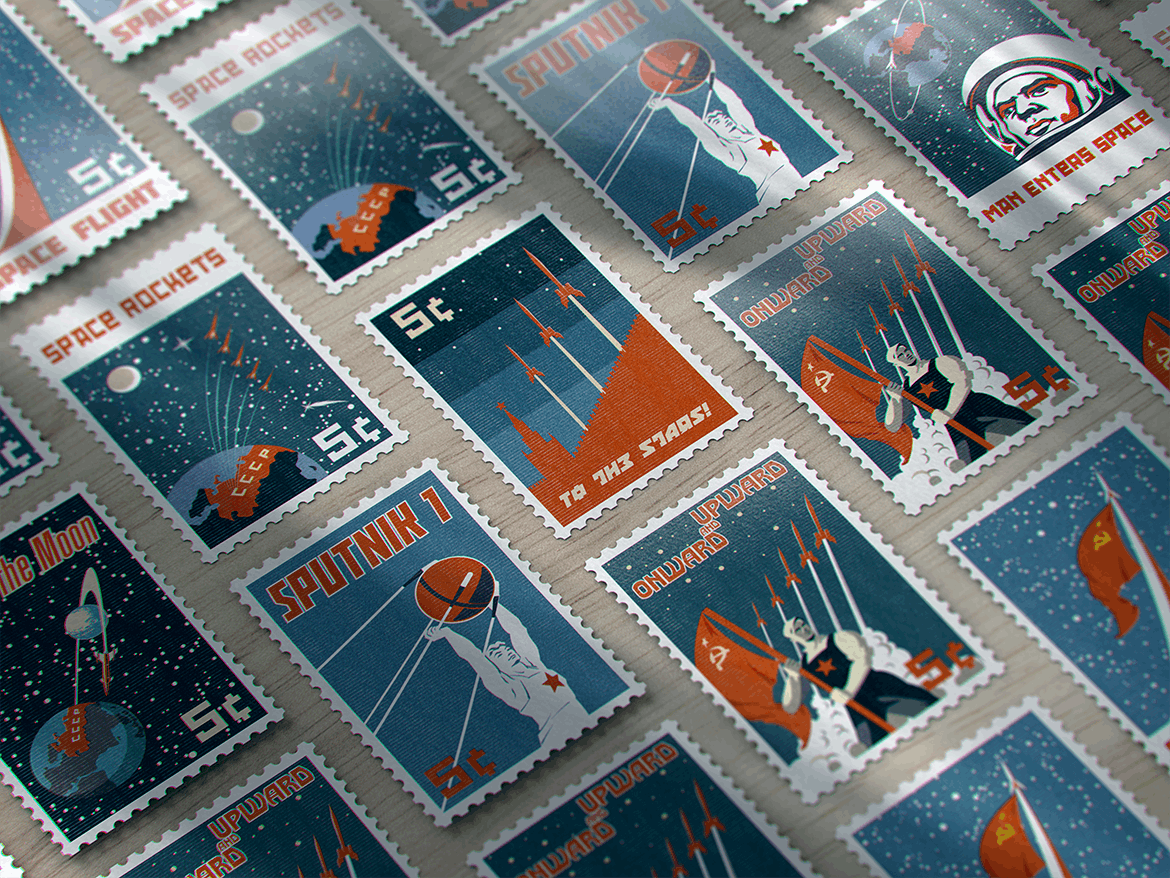 10款复古邮票文创设计展示样机模板 Postage Stamp MockUp v1_img_2