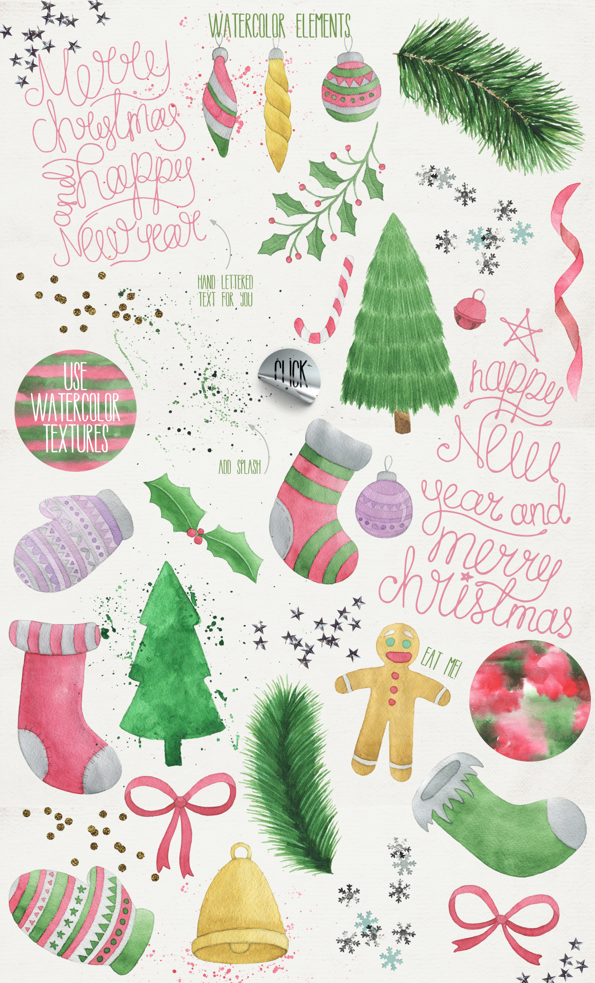 圣诞节主题手写英文字体&水彩纹理素材 Merry Christmas [2 fonts]+Free Goods_img_2