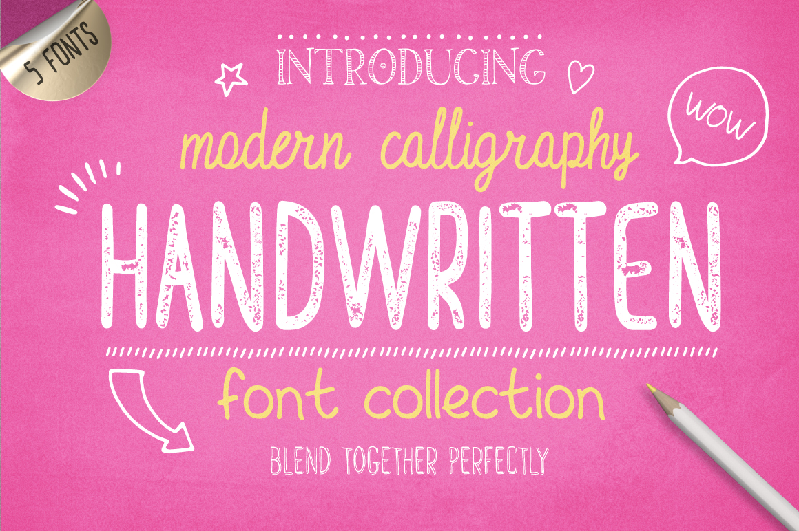 10款手写英文字体&矢量图案下载 Handwritten Font Collection_img_2