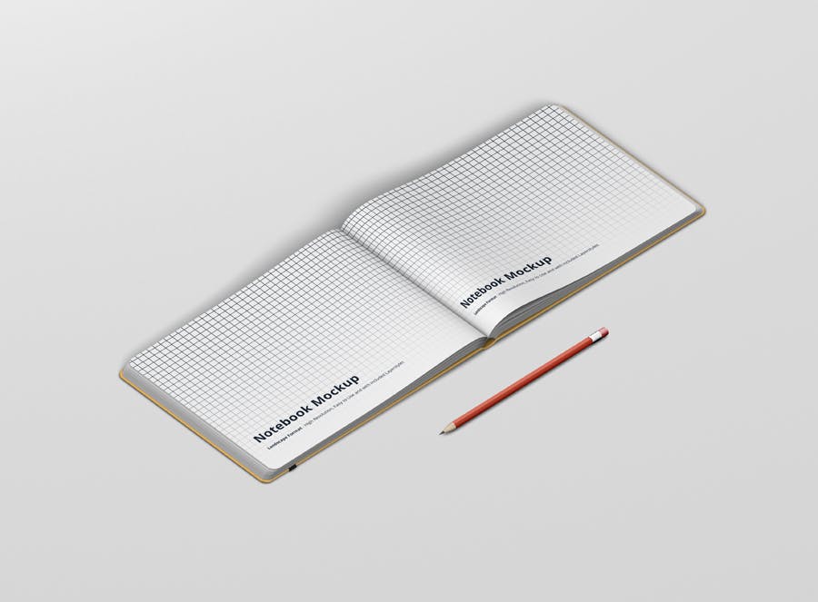 8款办公用品笔记本设计展示样机 Notebook Mockup Landscape Format_img_2